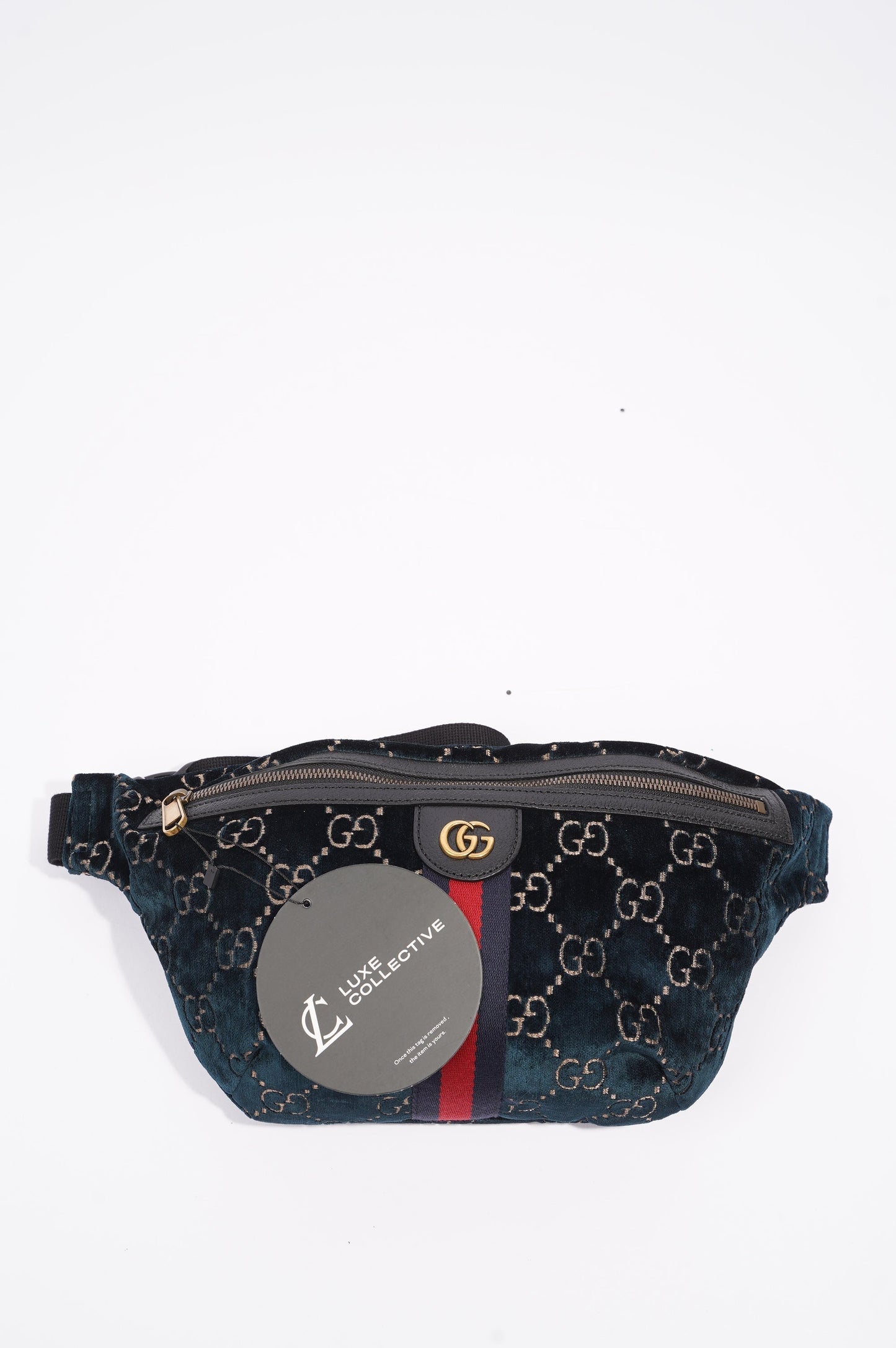 Gucci Womens Monogram Velvet Bumbag Navy