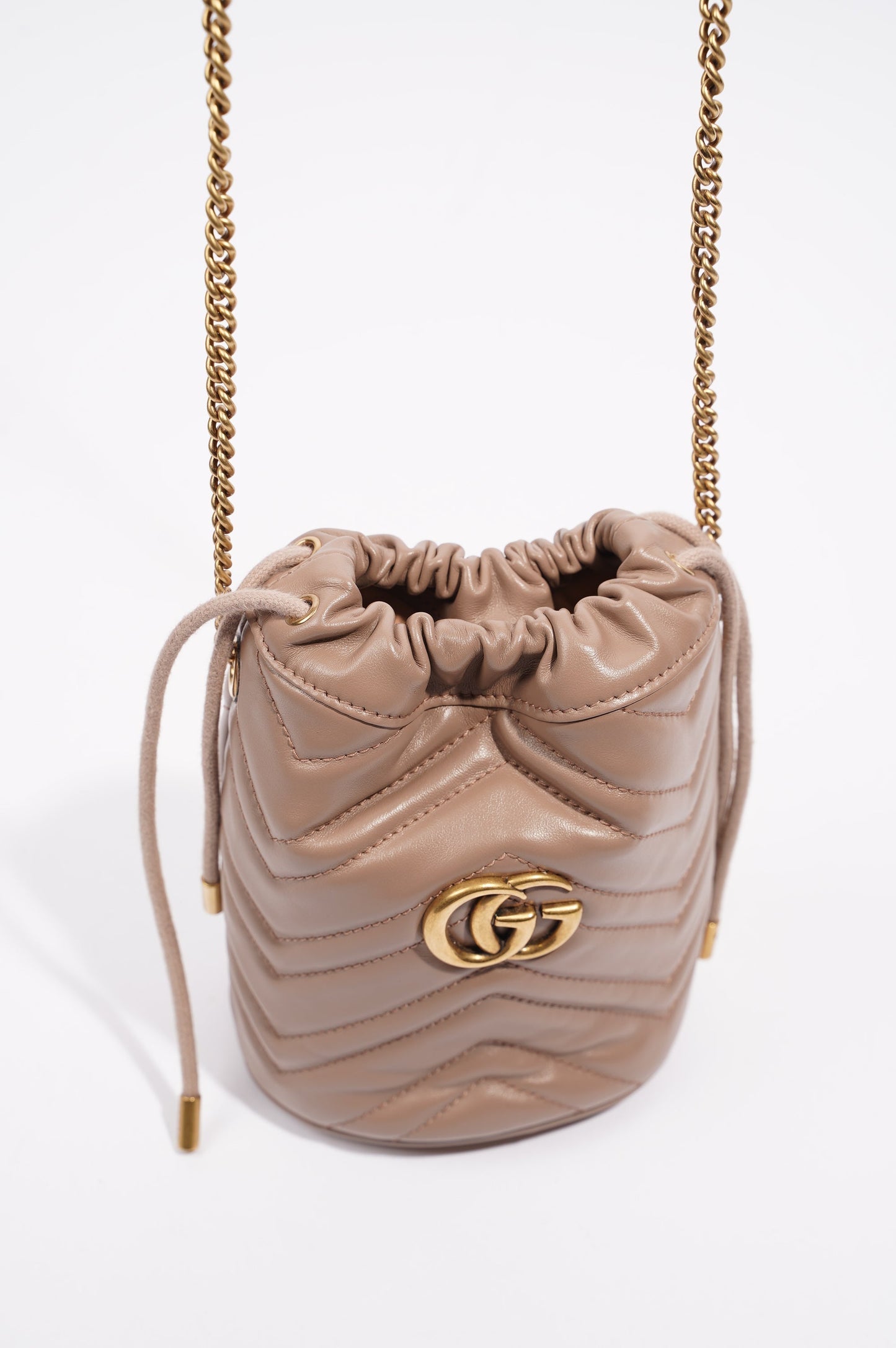 Gucci Womens Marmont Bucket Bag Nude Mini