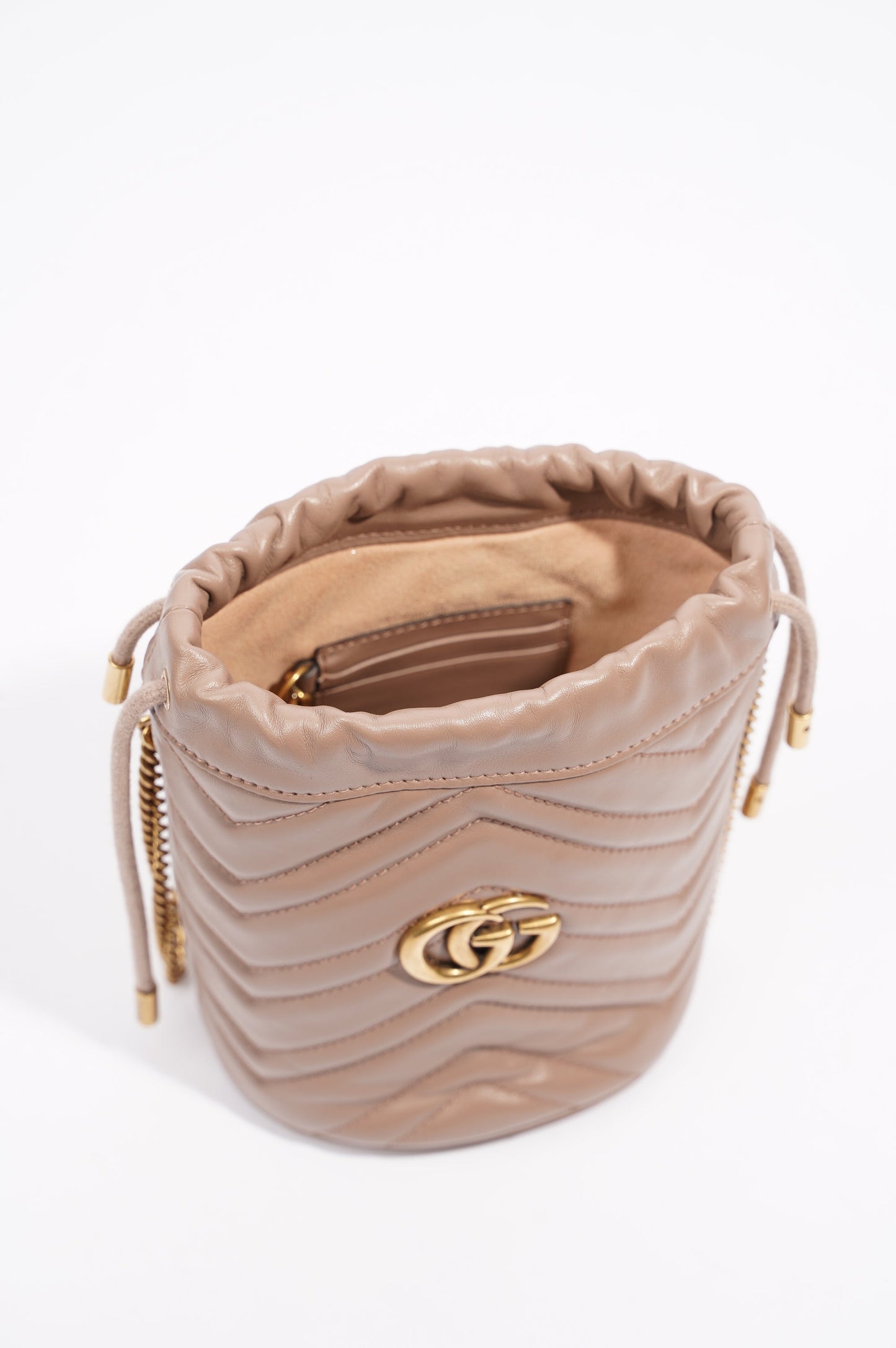 Gucci Womens Marmont Bucket Bag Nude Mini