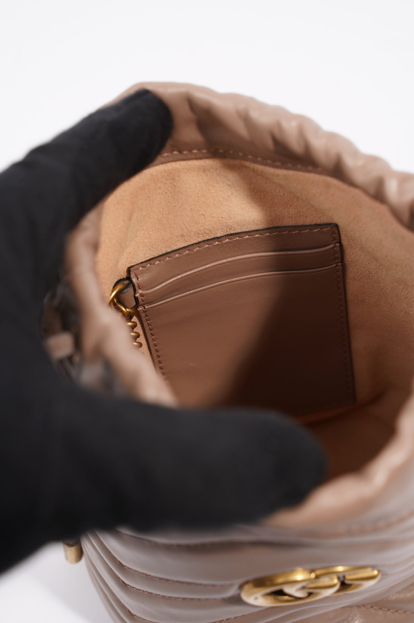 Gucci Womens Marmont Bucket Bag Nude Mini