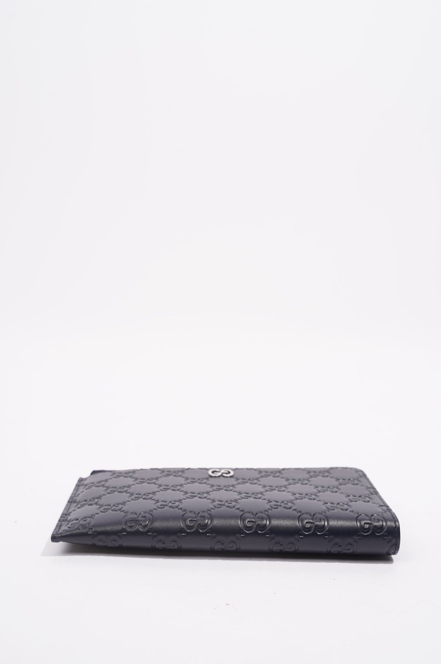 Gucci Womens Guccissima Bi-Fold Wallet Black Leather