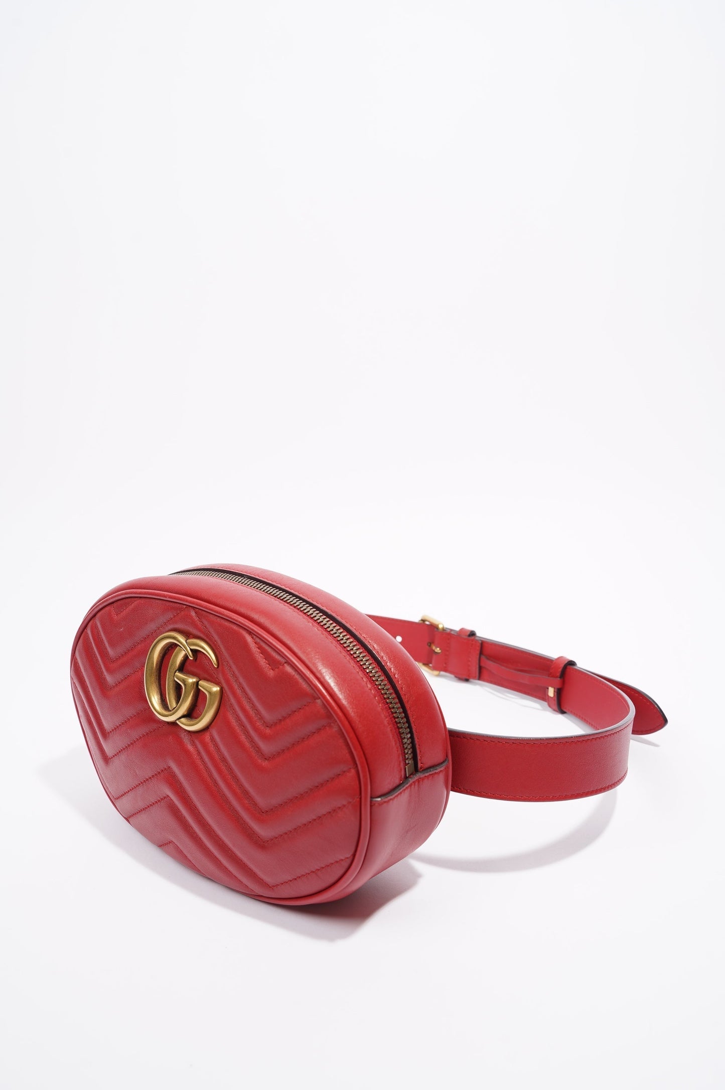 Gucci Womens Marmont Belt Bag Red Leather