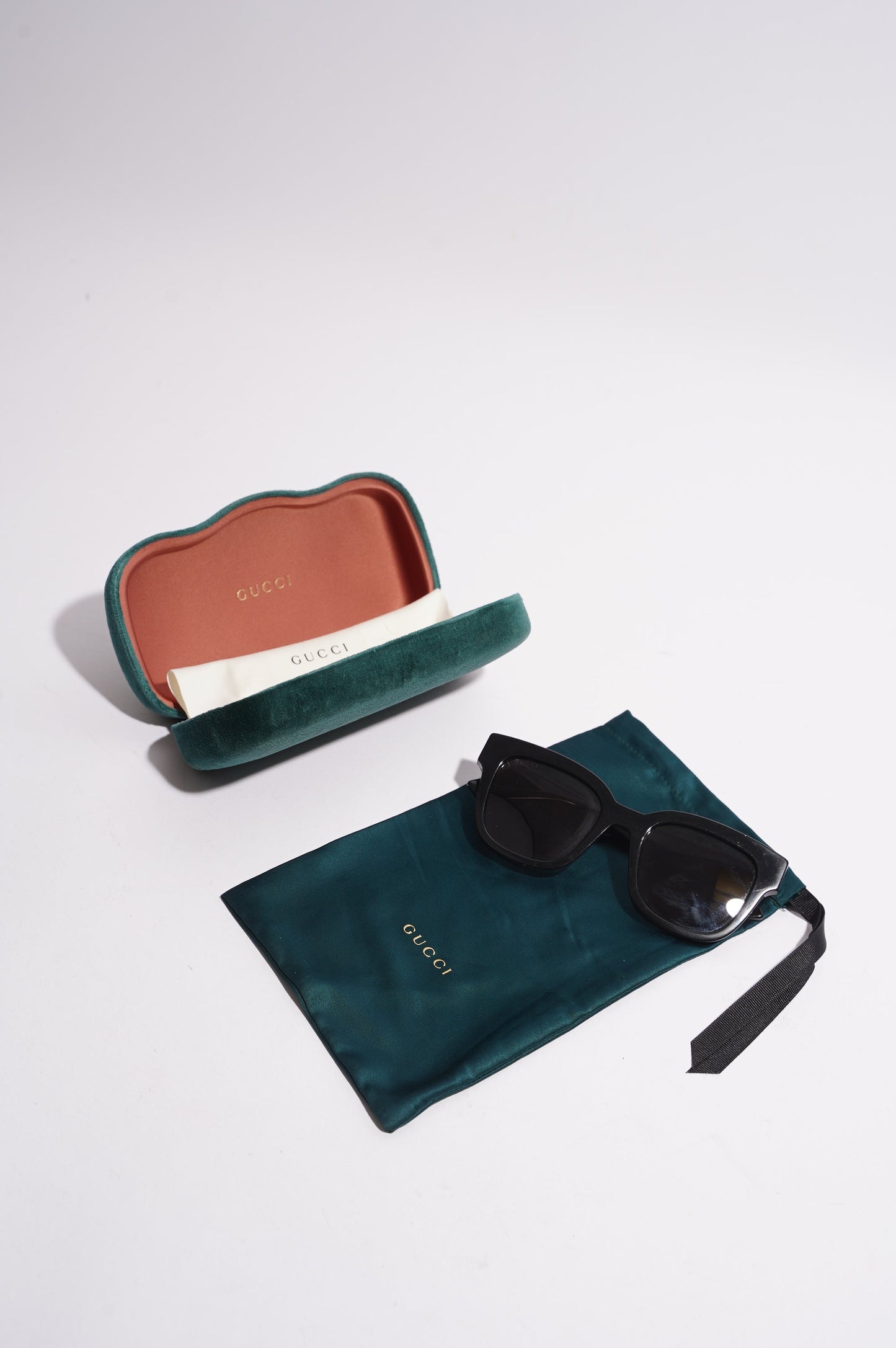 Gucci Womens Square Sunglasses Black Acetate 145