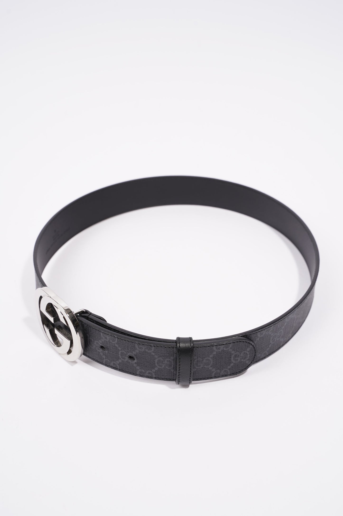 Gucci Mens Interlocking Belt Black / Silver 85-34