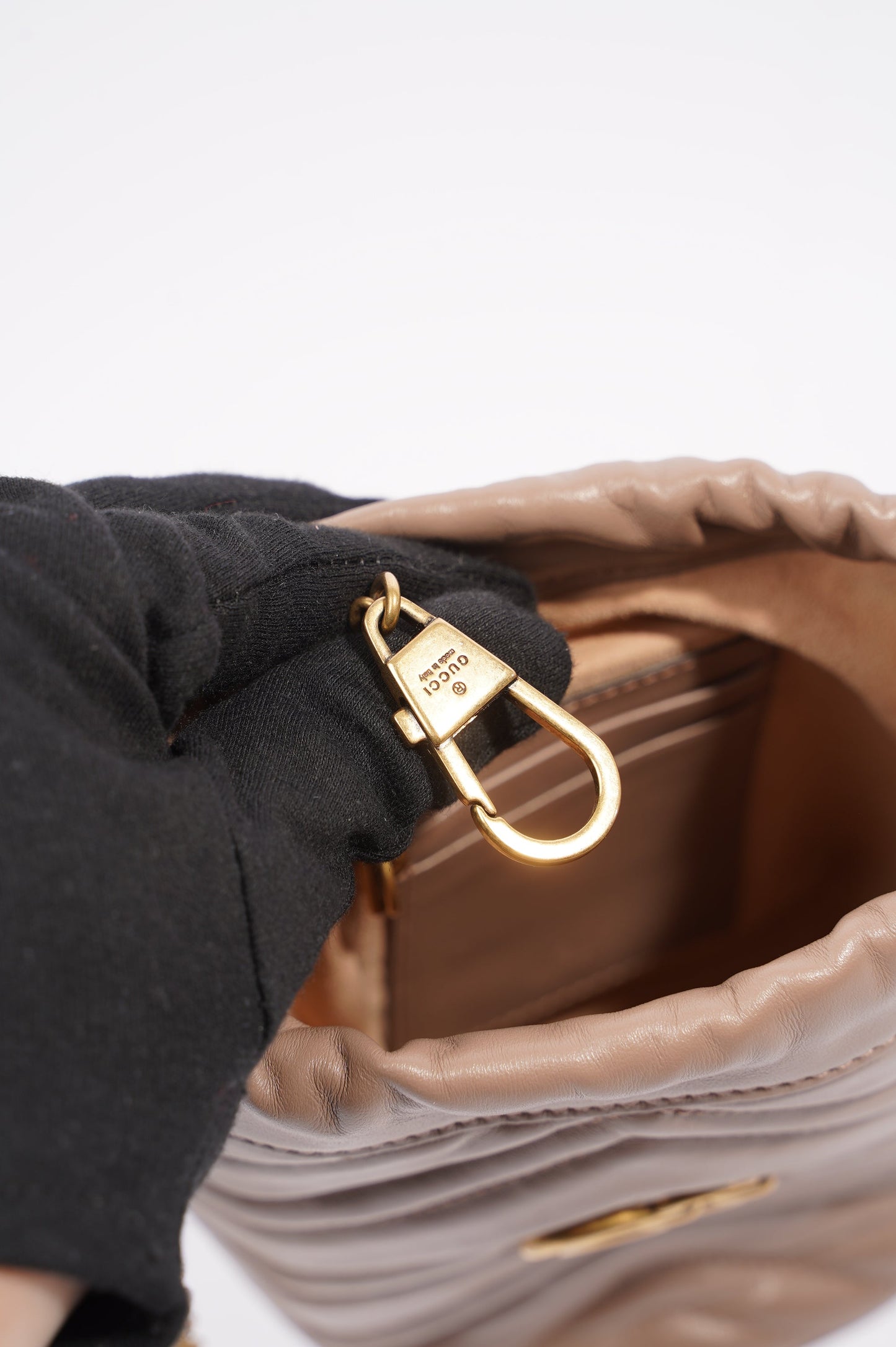 Gucci Womens Marmont Bucket Bag Nude Mini