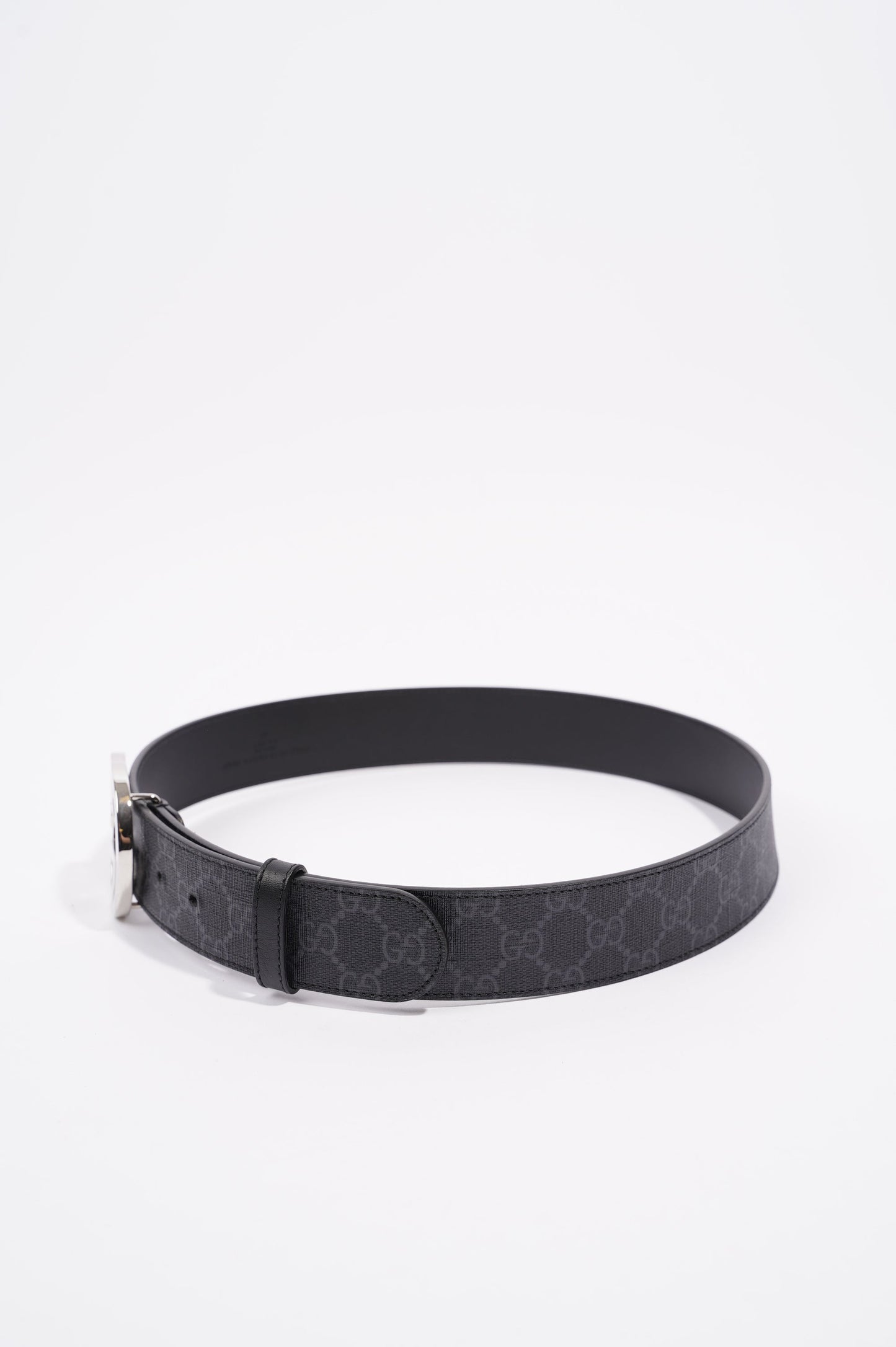 Gucci Mens Interlocking Belt Black / Silver 85-34