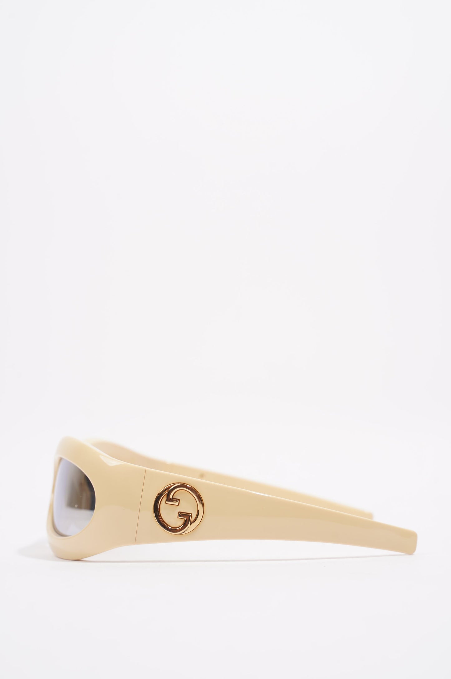 Gucci Womens Oval Mirrored Lenses Sunglasses Cream 110