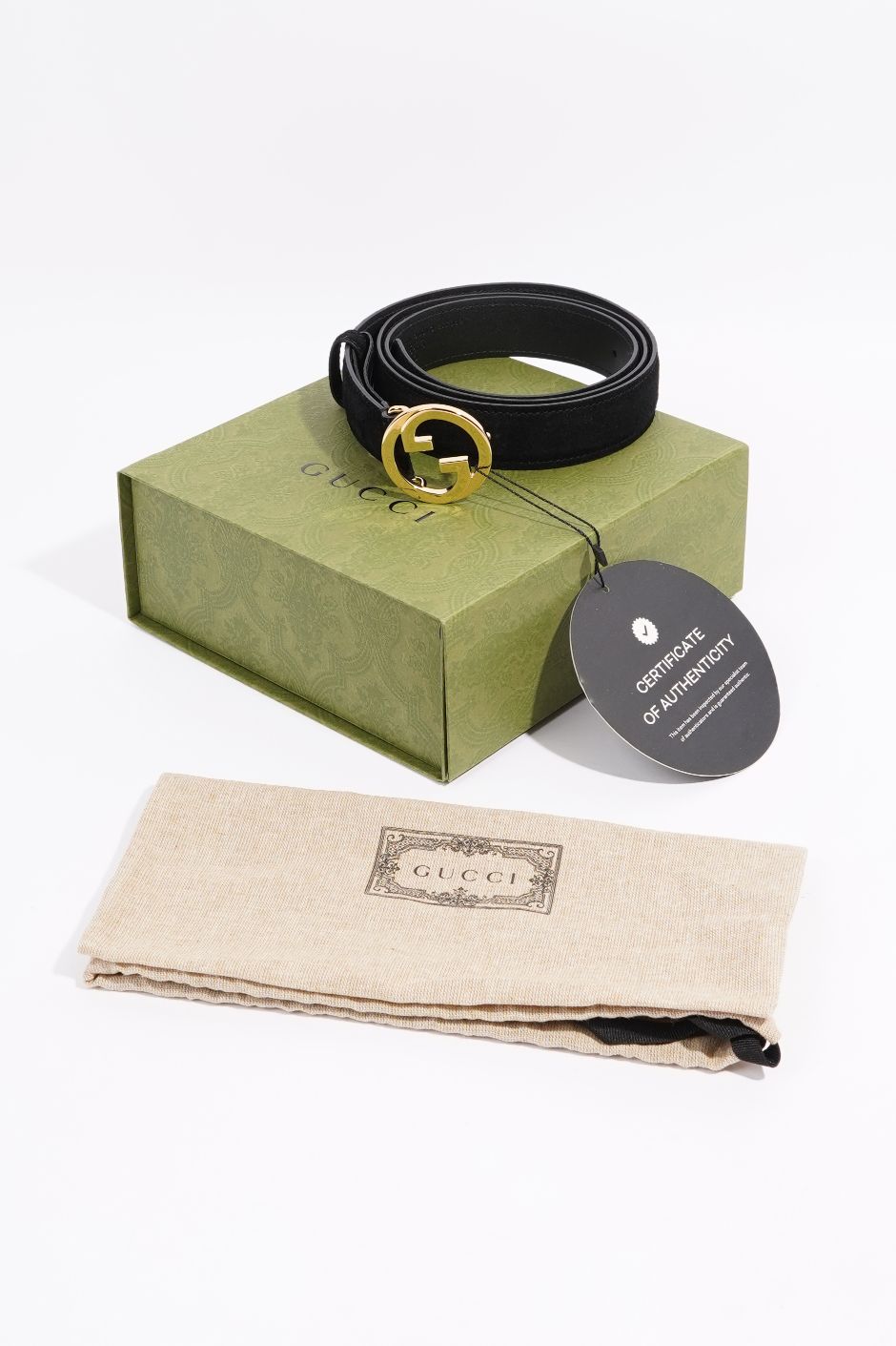 Gucci Blondie Belt Black Suede 105