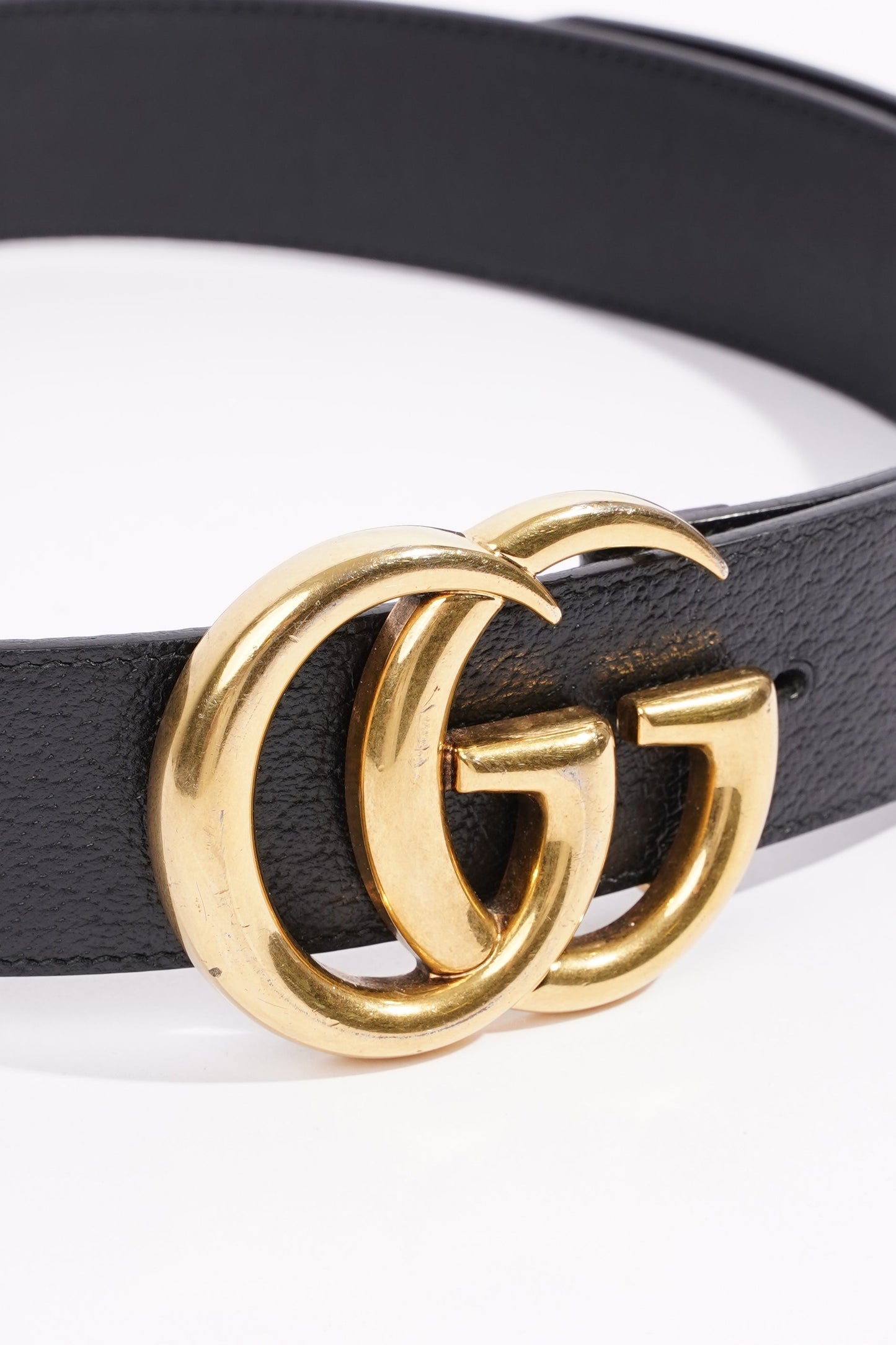 Gucci Womens Marmont GG Buckle Belt Black Leather 80cm - 32"