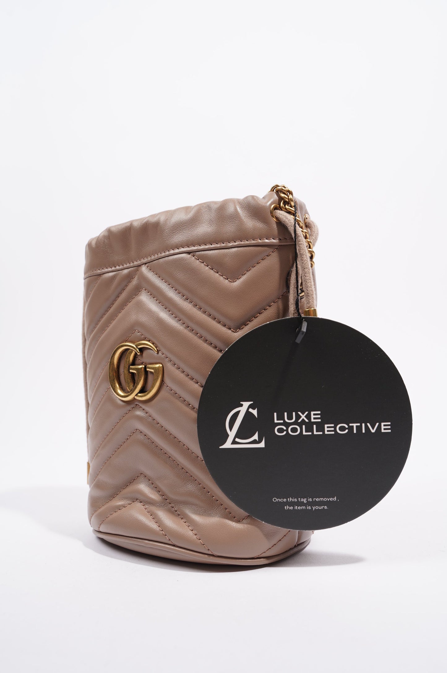 Gucci Womens Marmont Bucket Bag Nude Mini