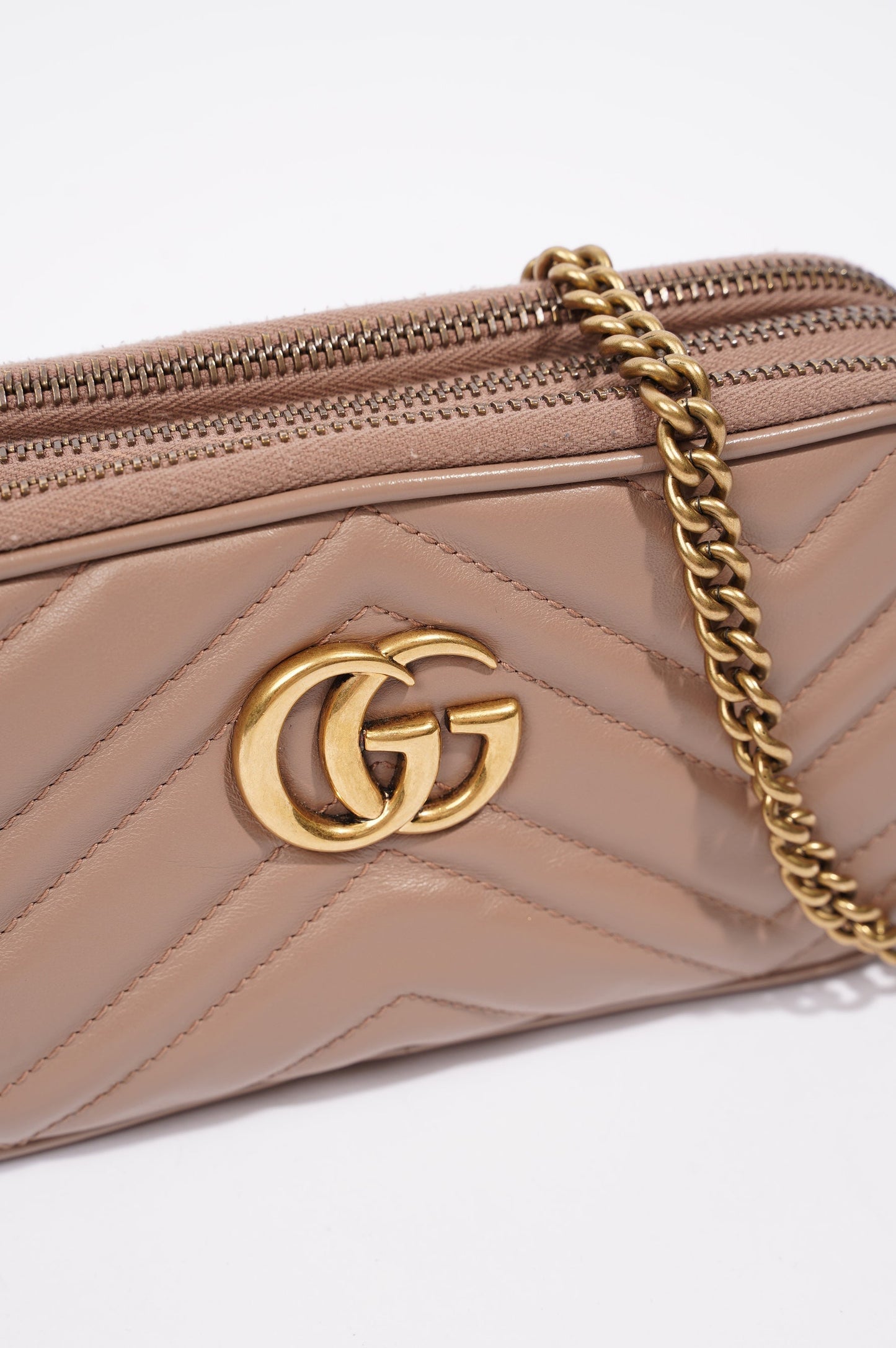 Gucci Womens Marmont Triple Zip Bag Nude