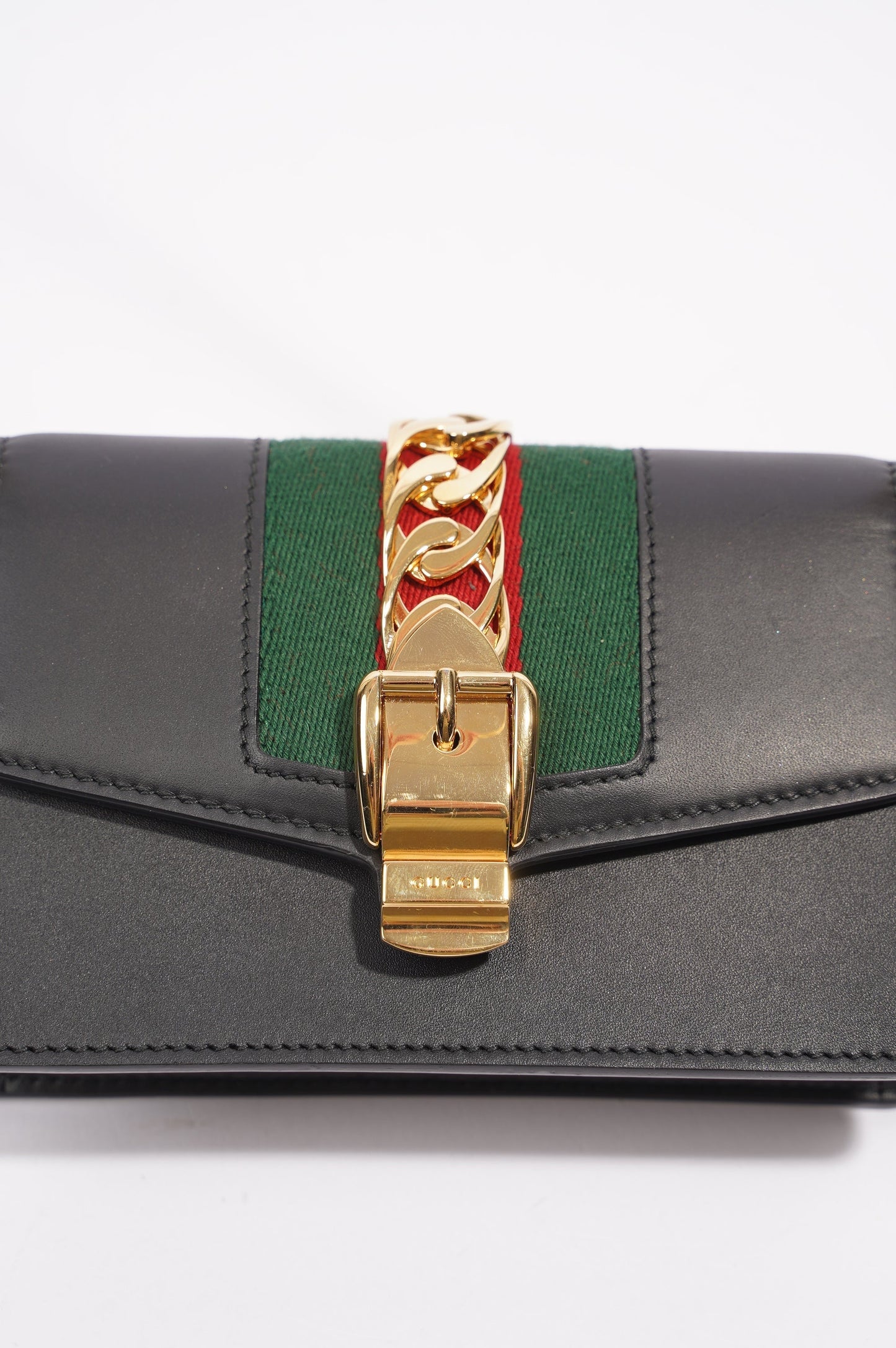 Gucci Womens Sylvie Black / Green / Red Super Mini