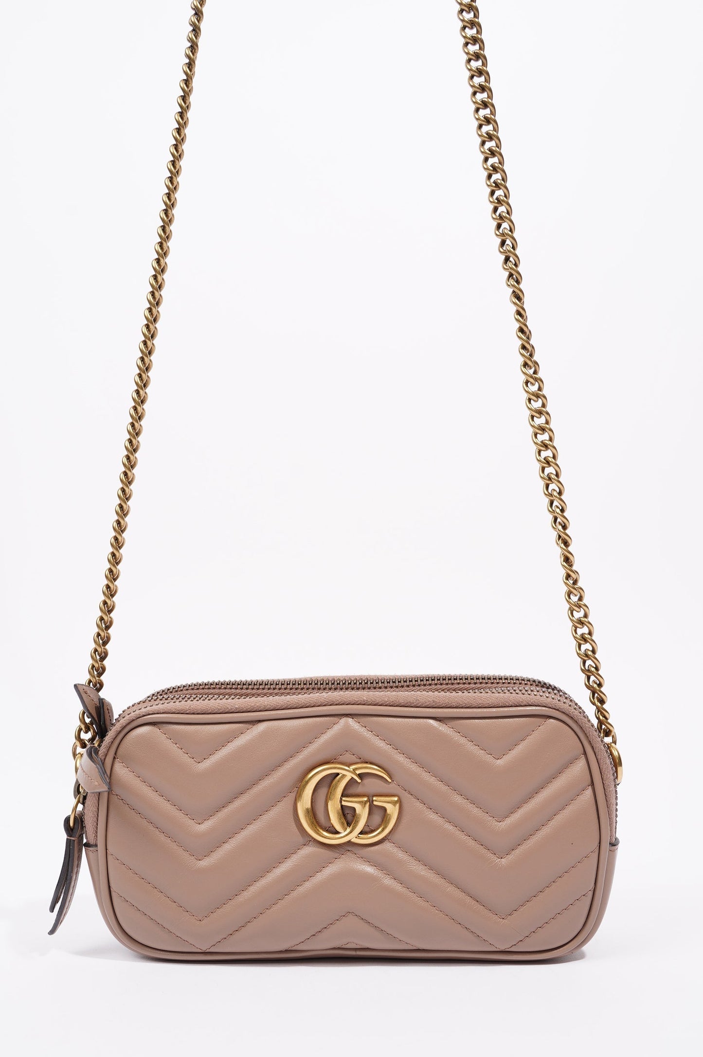 Gucci Womens Marmont Triple Zip Bag Nude