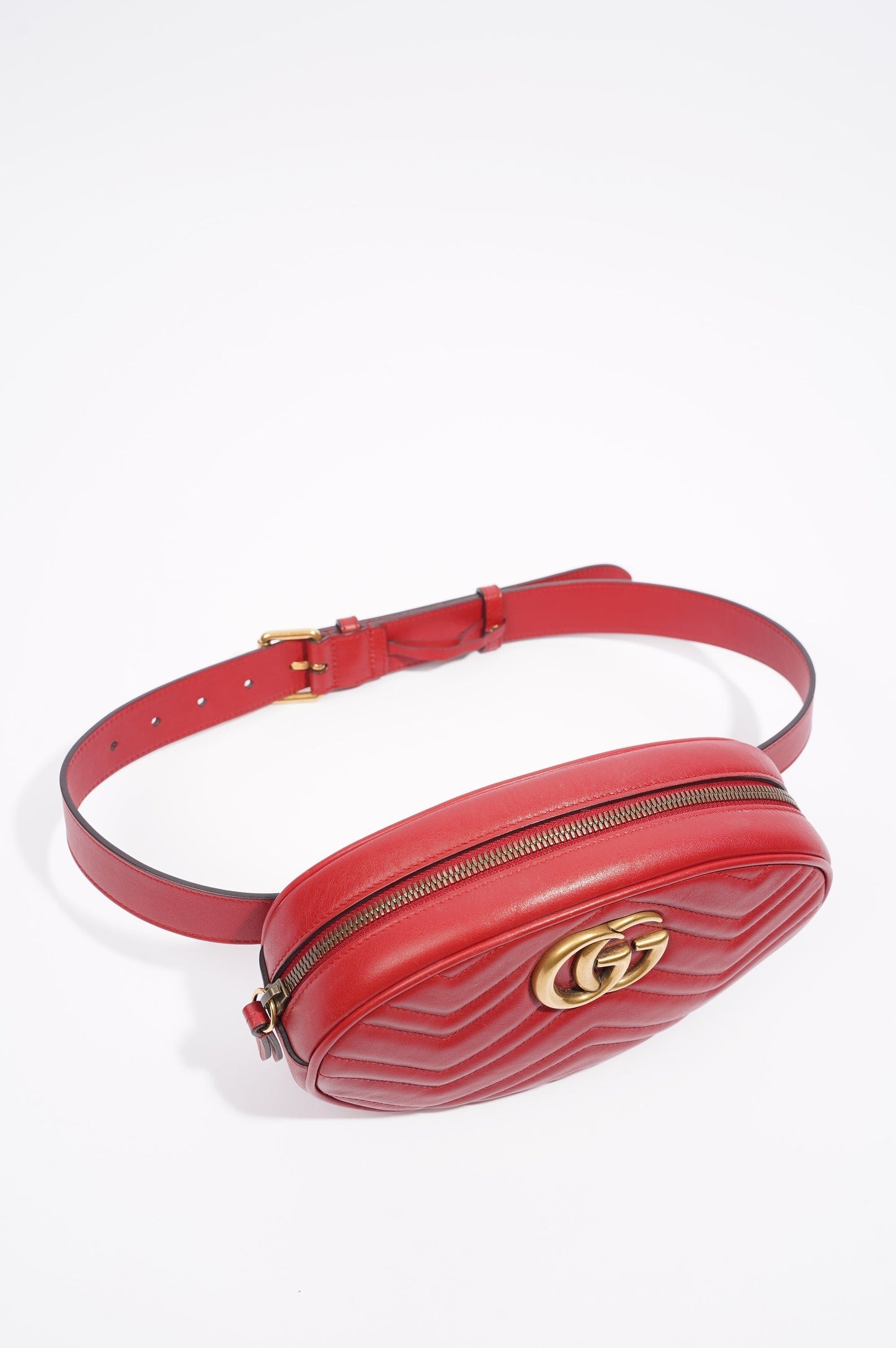 Gucci Womens Marmont Belt Bag Red Leather