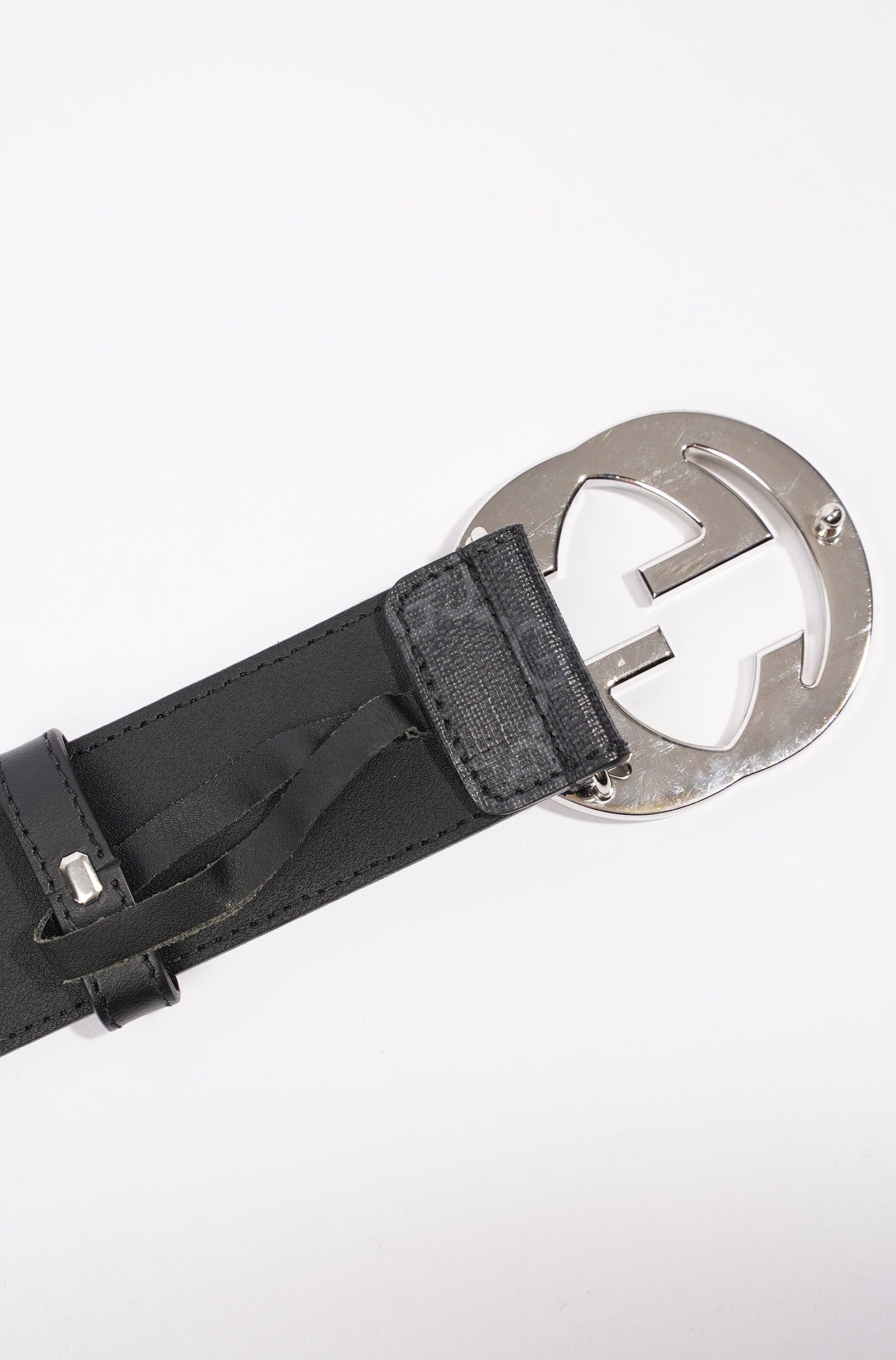 Gucci Mens Interlocking Belt Black / Silver 85-34