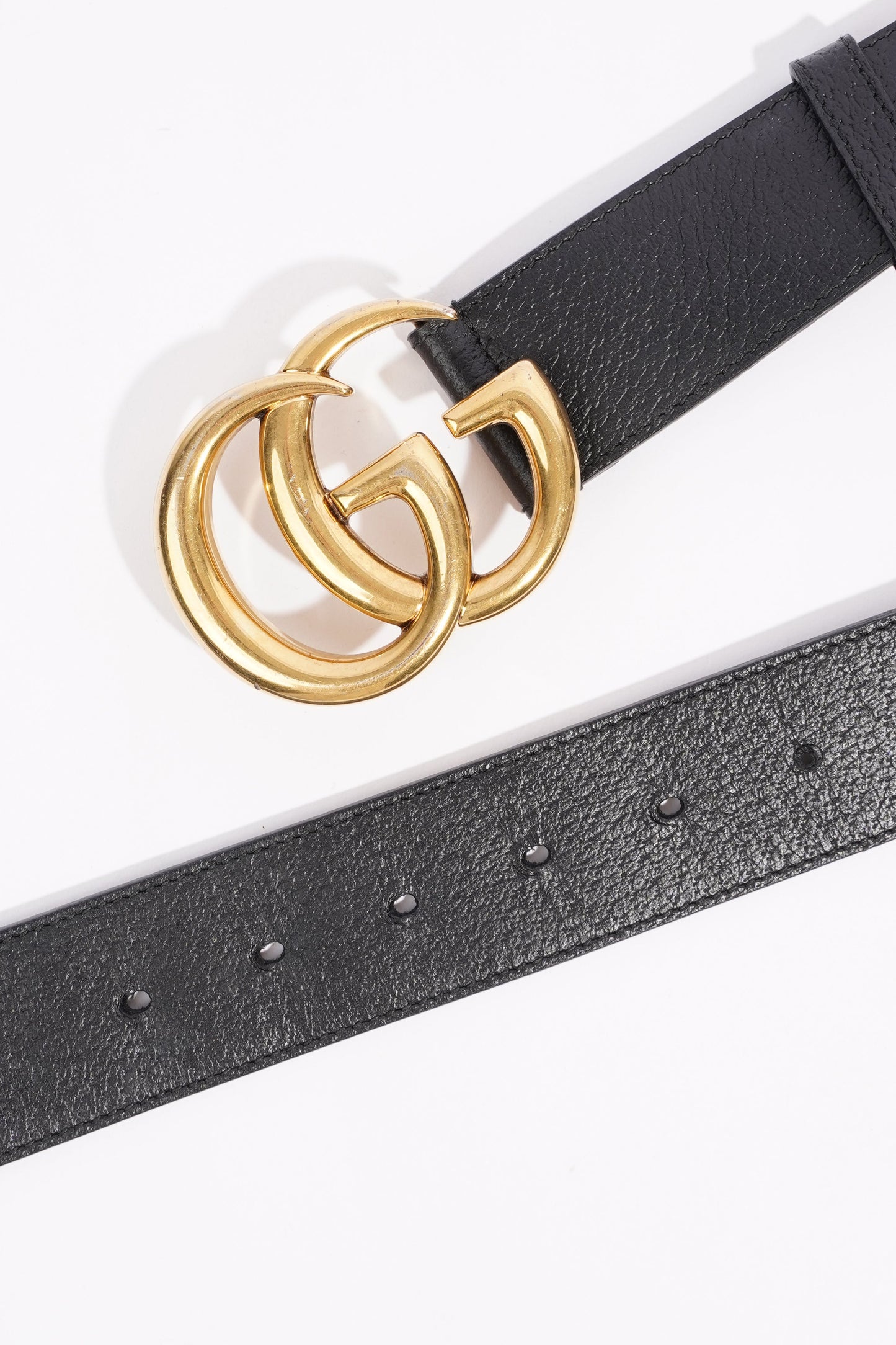 Gucci Womens Marmont GG Buckle Belt Black Leather 80cm - 32"