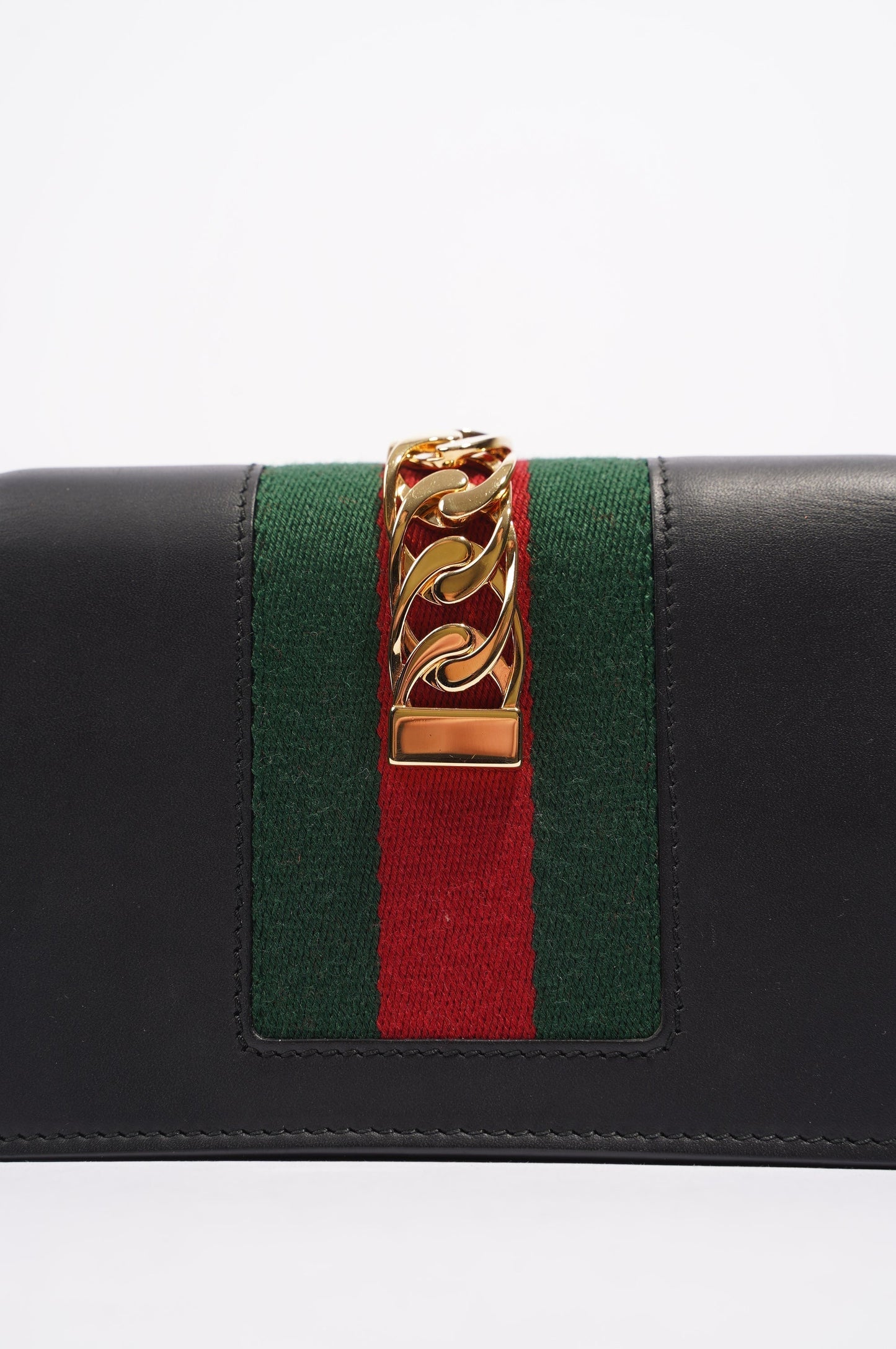 Gucci Womens Sylvie Black / Green / Red Super Mini