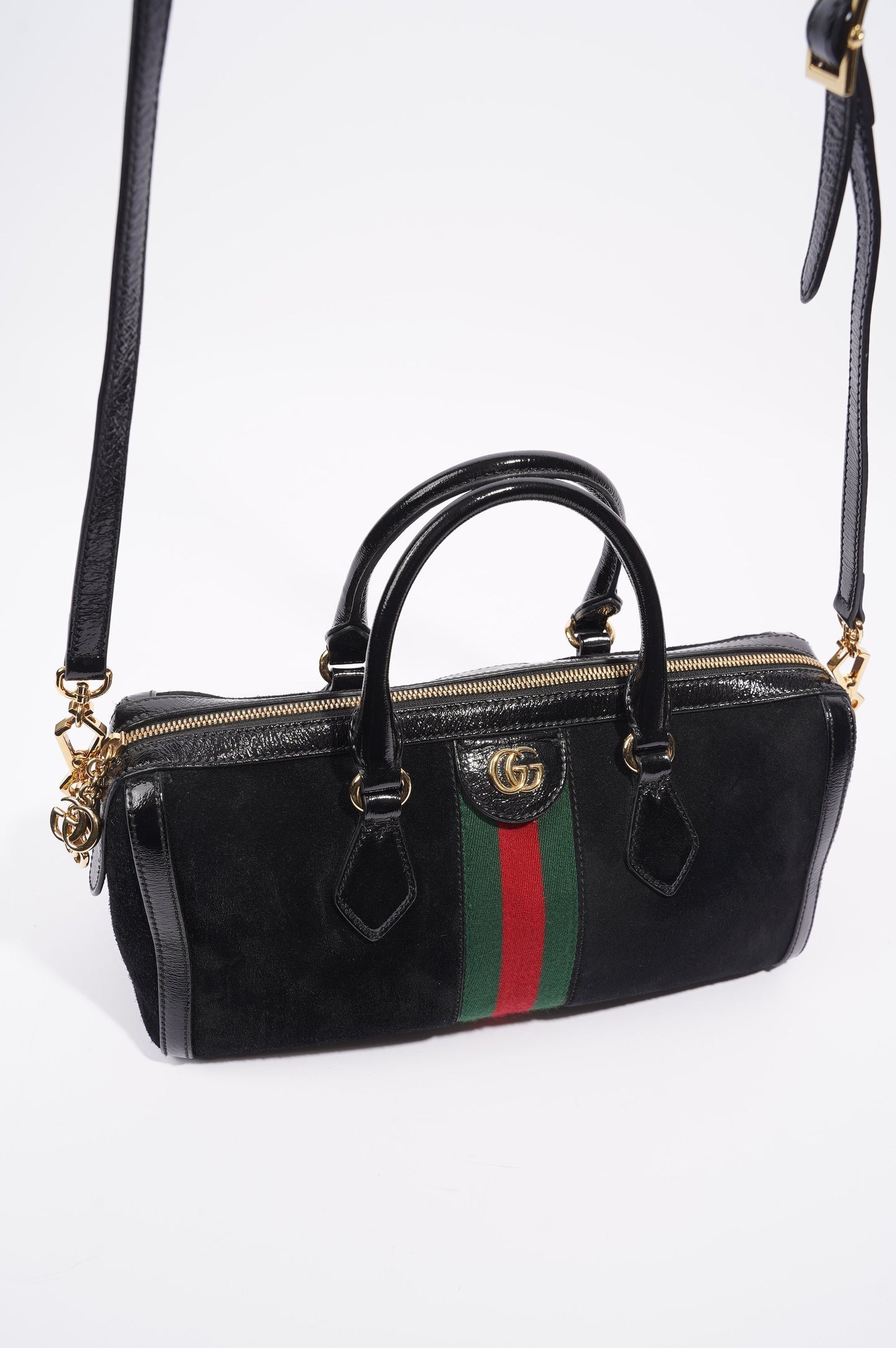 Gucci Womens Ophidia Boston Bag Black / Green / Red