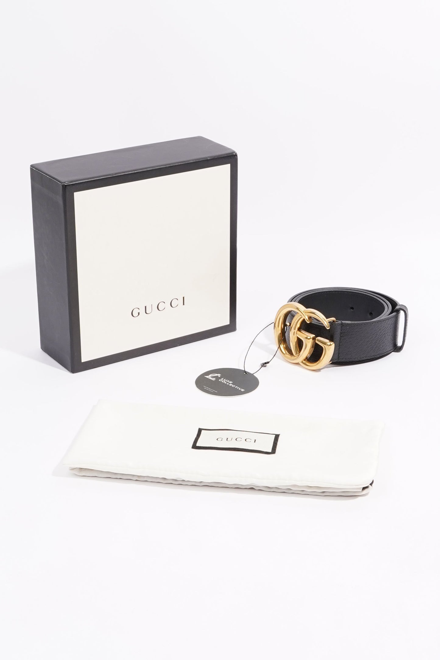 Gucci Womens Marmont GG Buckle Belt Black Leather 80cm - 32"