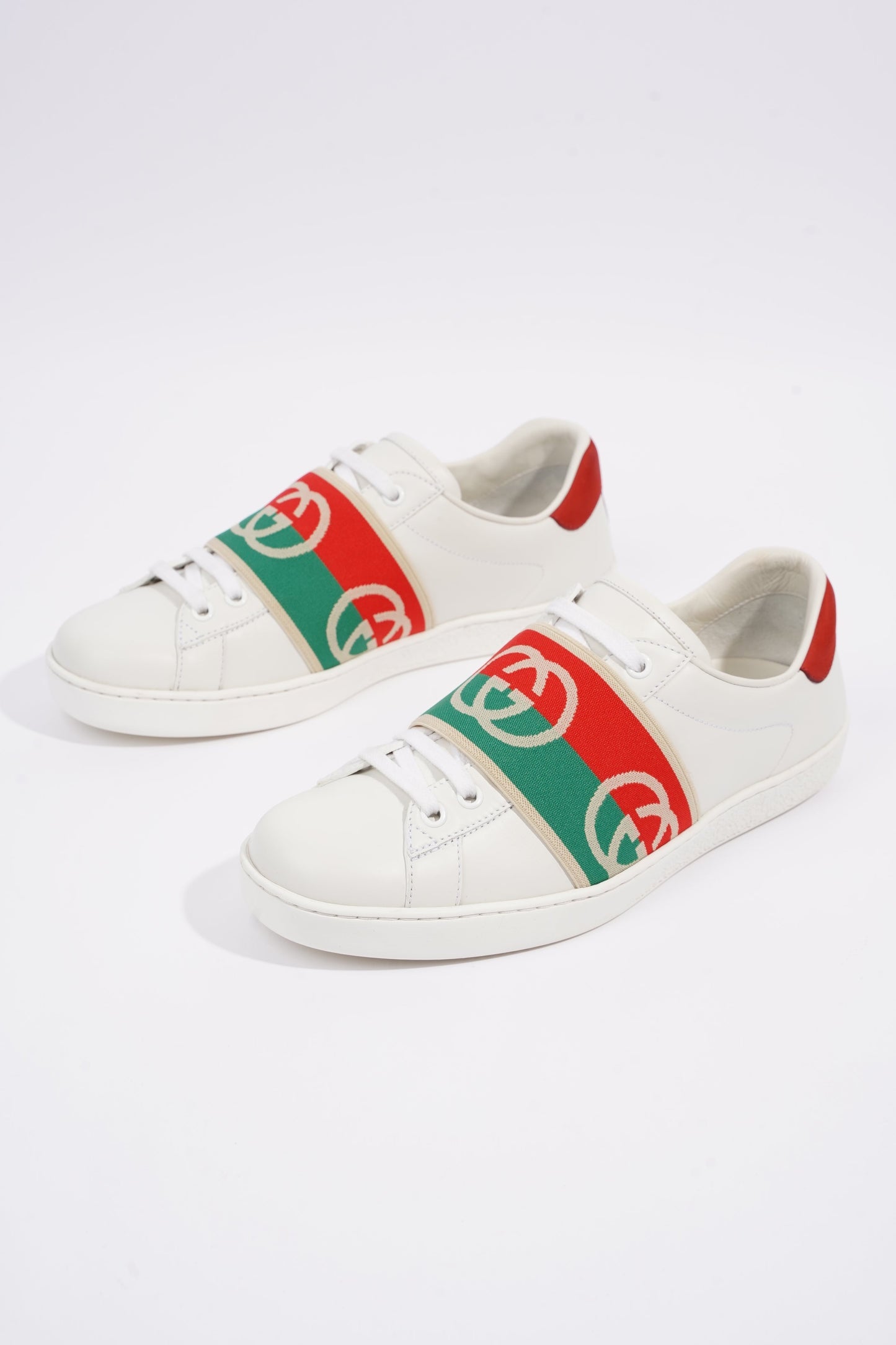 Gucci Mens Ace Elastic Web White / Green / Red EU 39 / UK 5