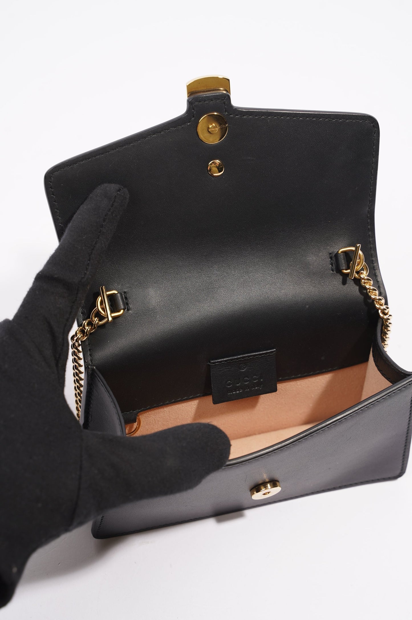 Gucci Womens Sylvie Black / Green / Red Super Mini