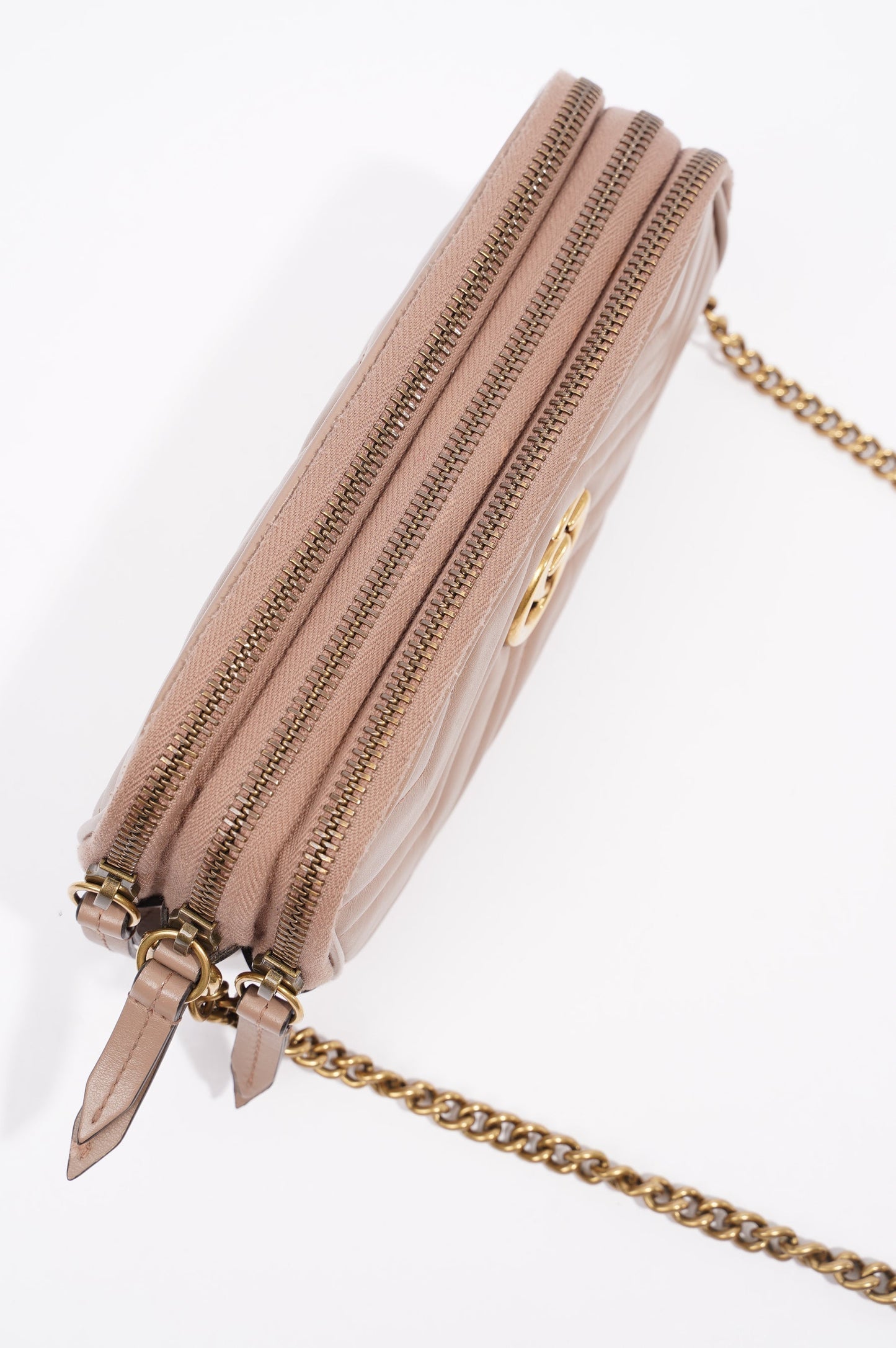 Gucci Womens Marmont Triple Zip Bag Nude