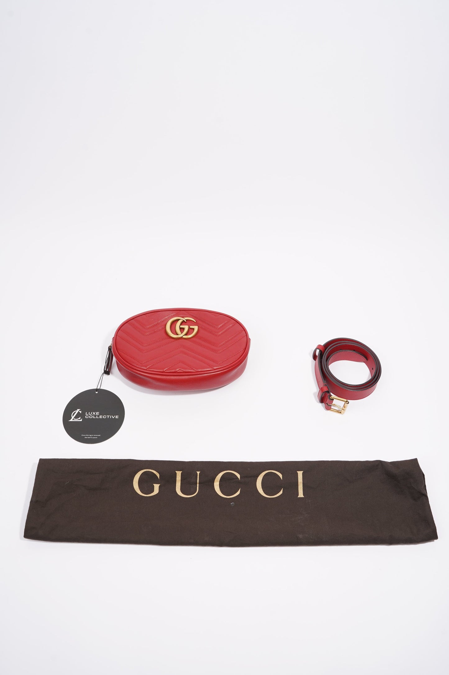 Gucci Womens Marmont Belt Bag Red Leather