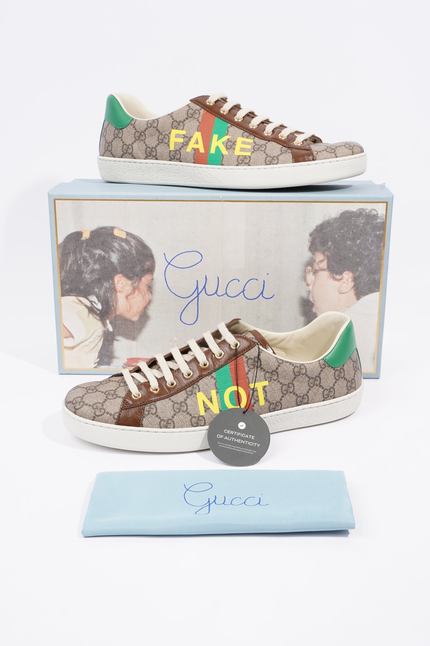 Gucci Mens Ace Not Fake Print Supreme / Red / Green EU 46 / UK 12