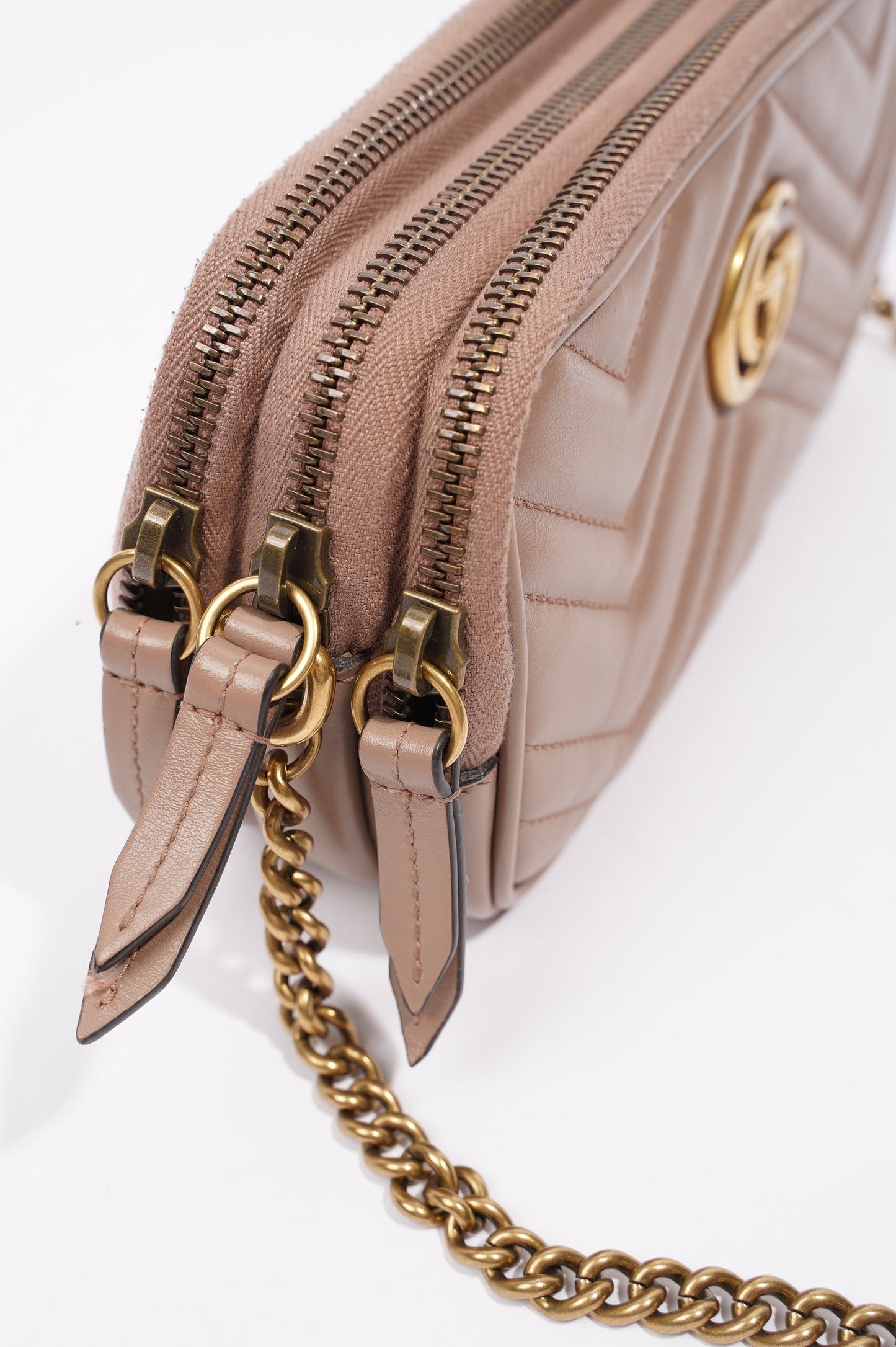 Gucci Womens Marmont Triple Zip Bag Nude