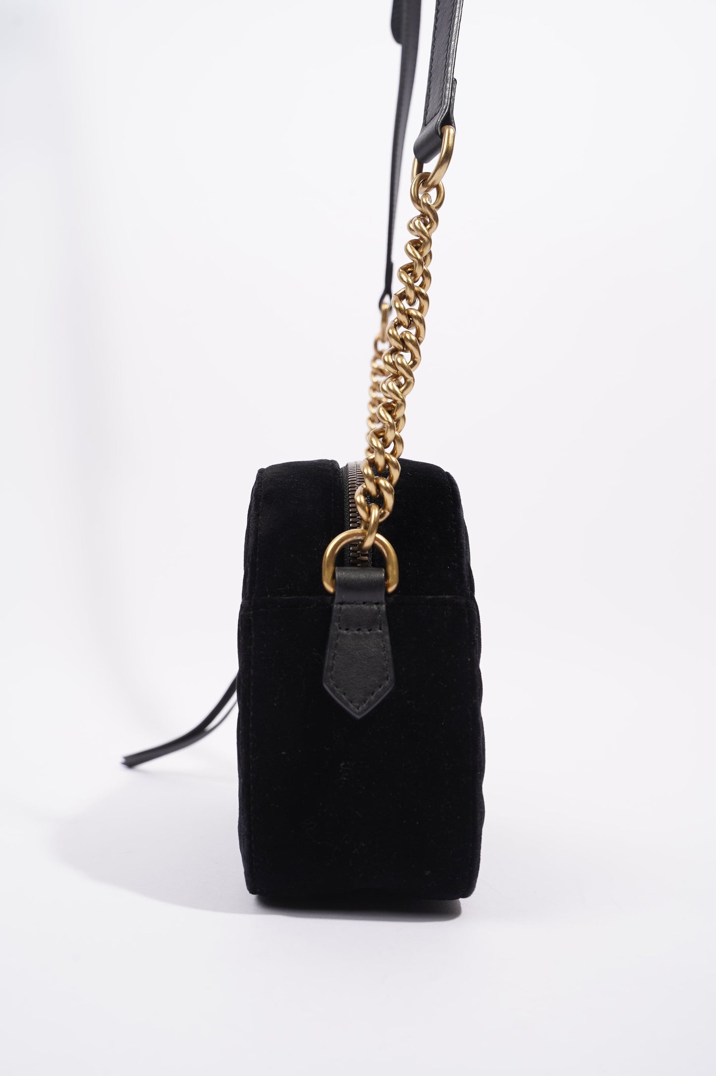 Gucci Womens Marmont Zip Black Velvet Small