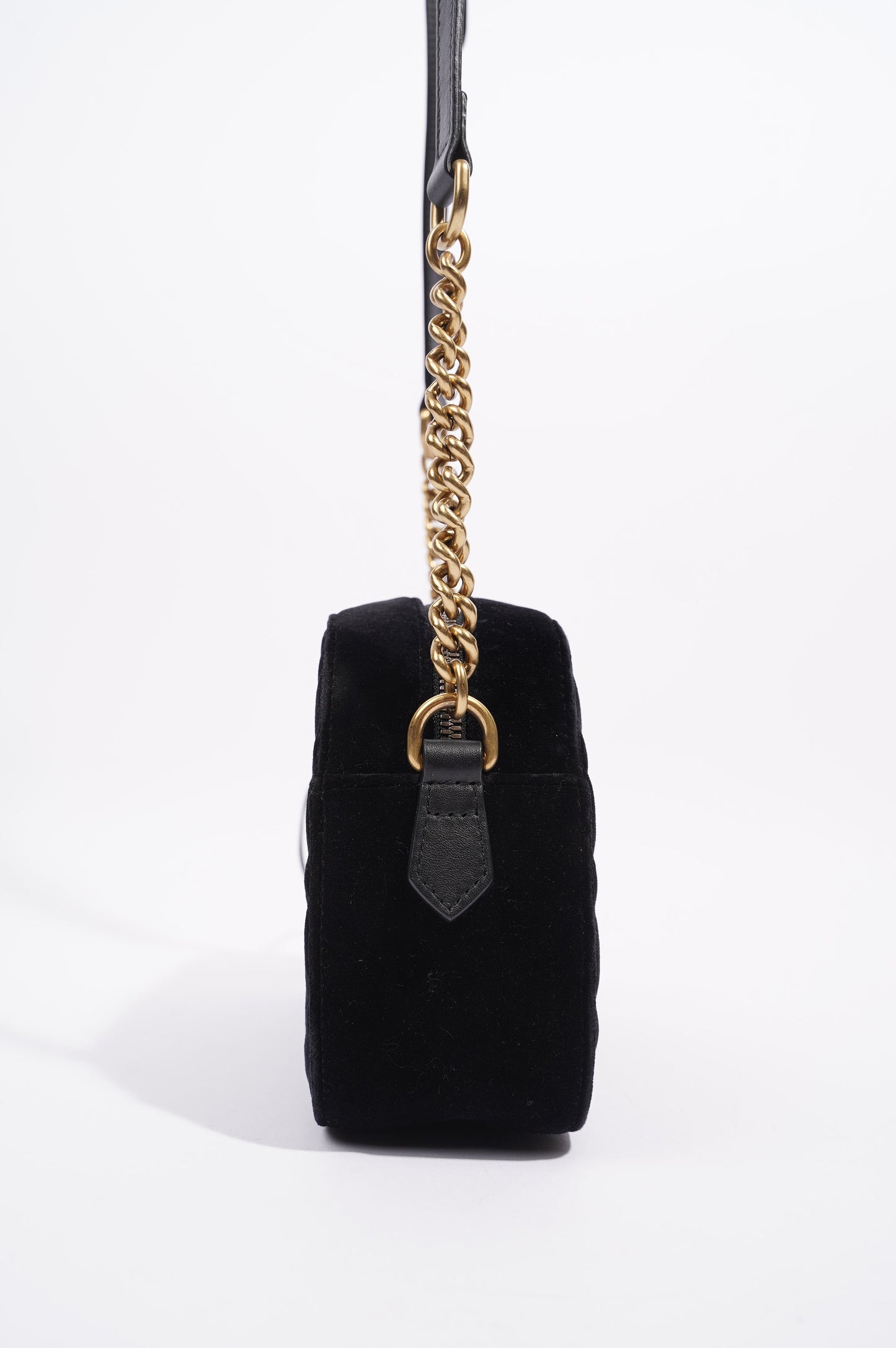 Gucci Womens Marmont Zip Black Velvet Small
