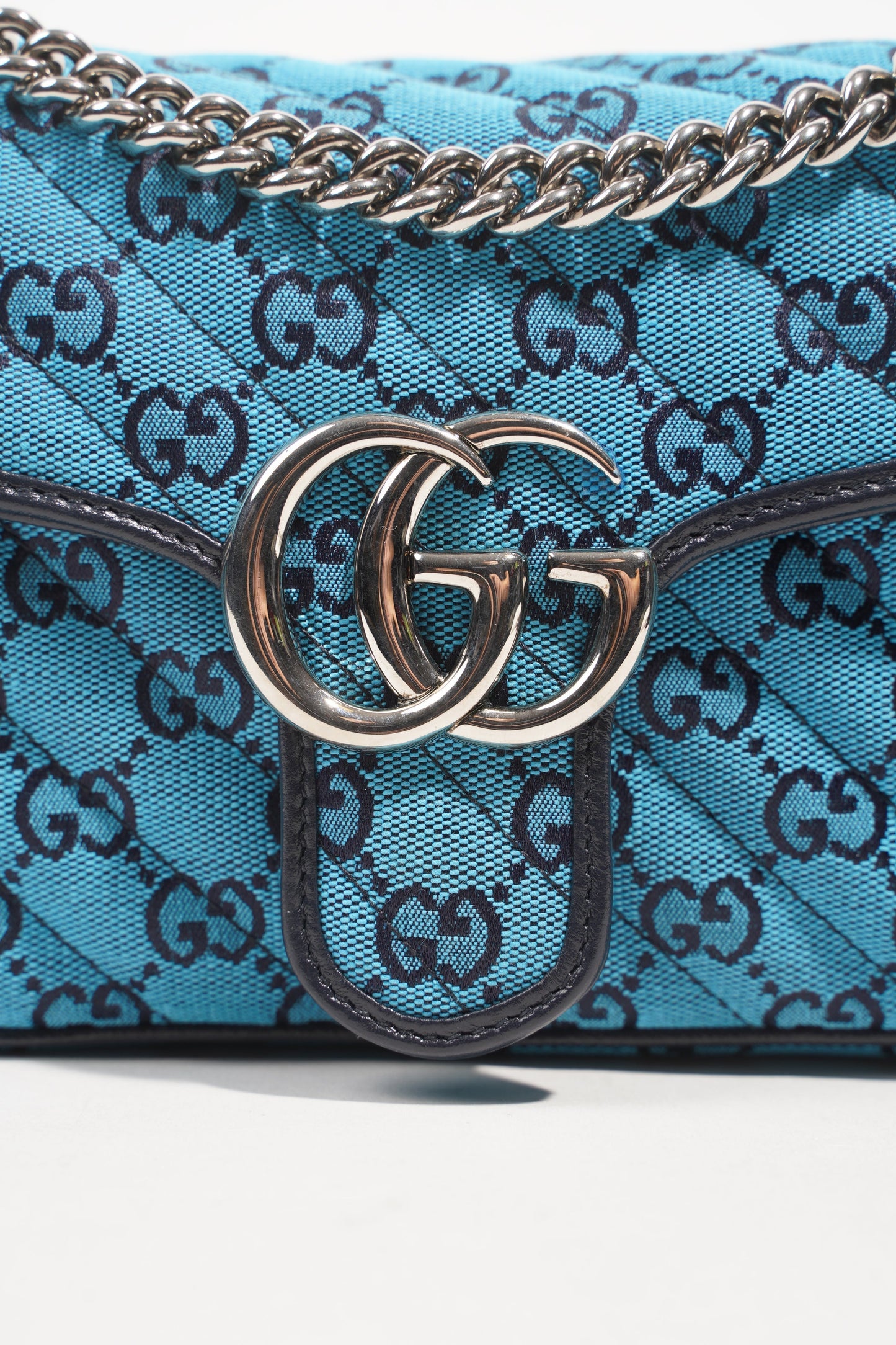 Gucci Womens GG Marmont Flap Bag Blue Small