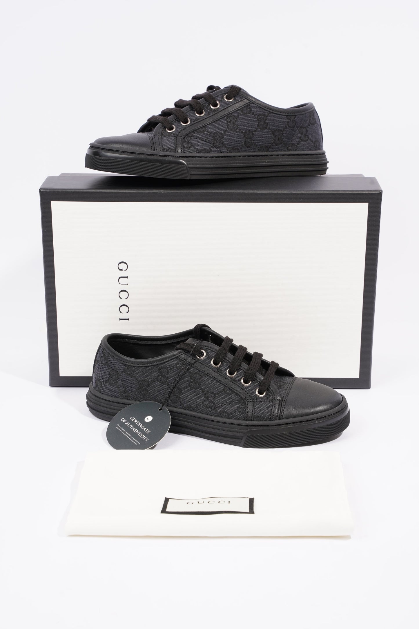 Gucci Womens GG Low Top Sneaker Black EU 34.5 / UK 1.5