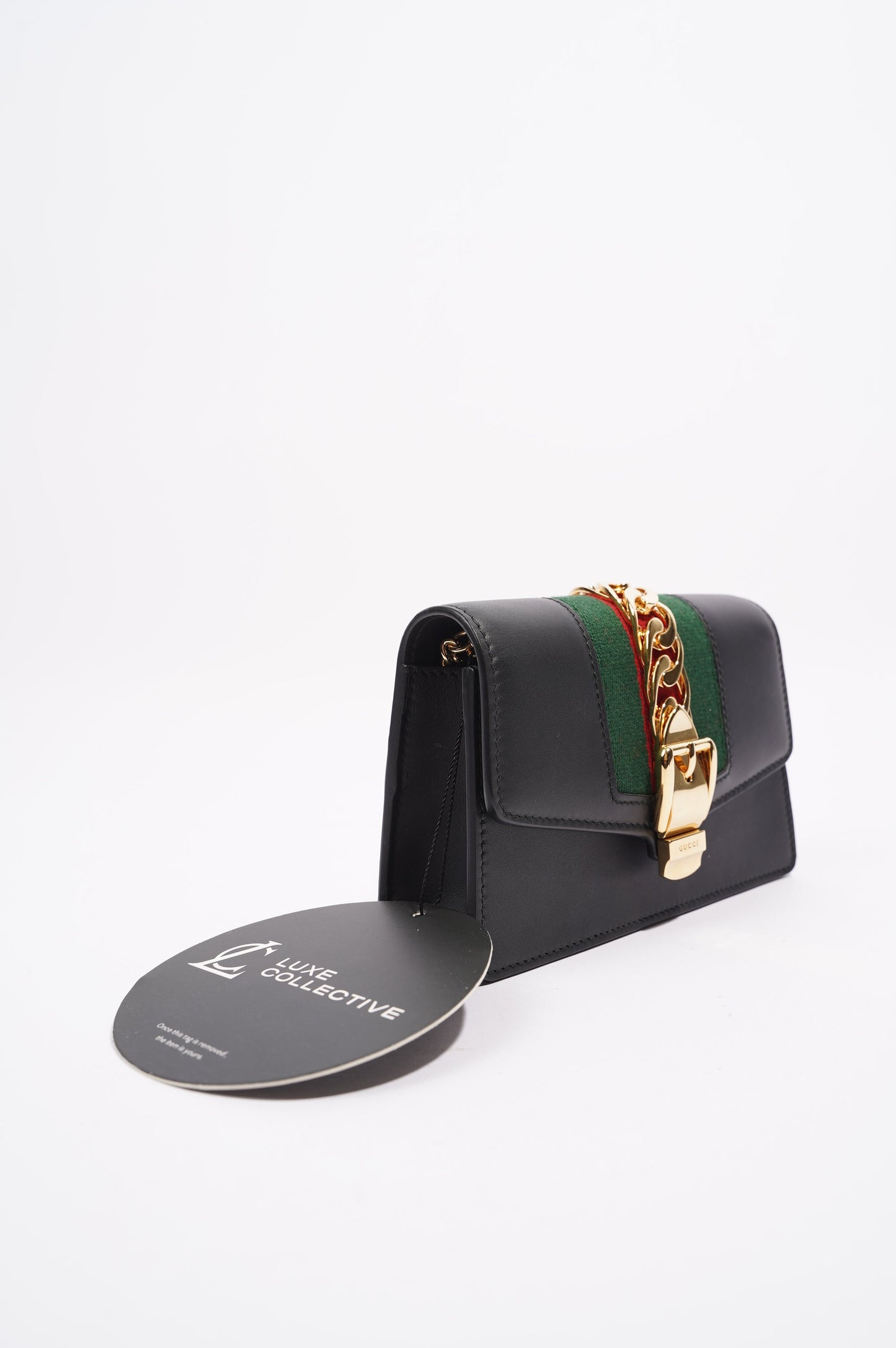 Gucci Womens Sylvie Black / Green / Red Super Mini