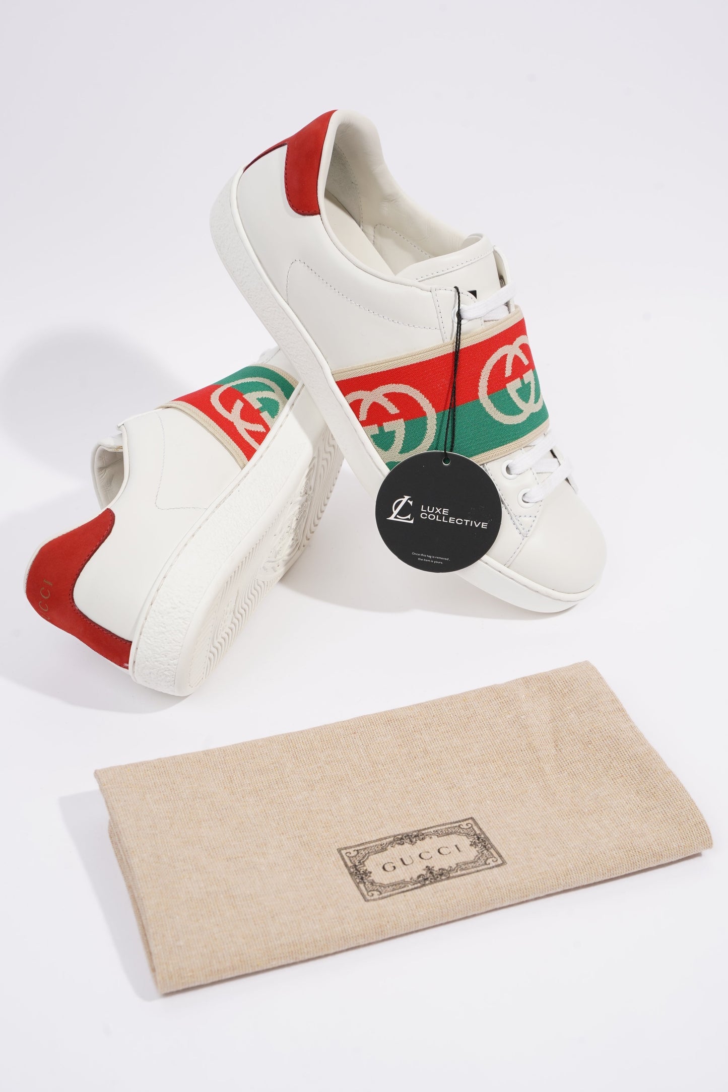 Gucci Mens Ace Elastic Web White / Green / Red EU 39 / UK 5