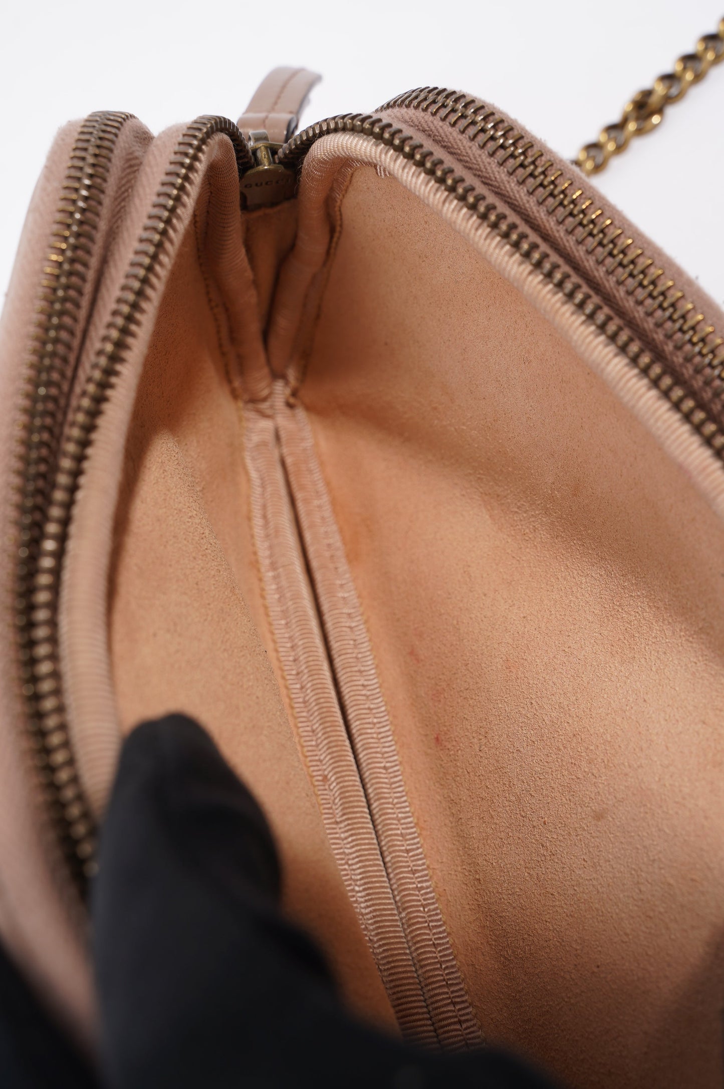 Gucci Womens Marmont Triple Zip Bag Nude