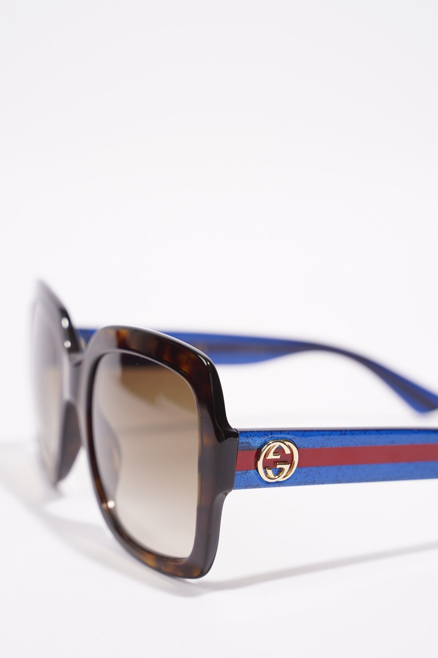 Gucci Womens GG0036S Sunglasses Tortoise Shell / Blue / Red 140