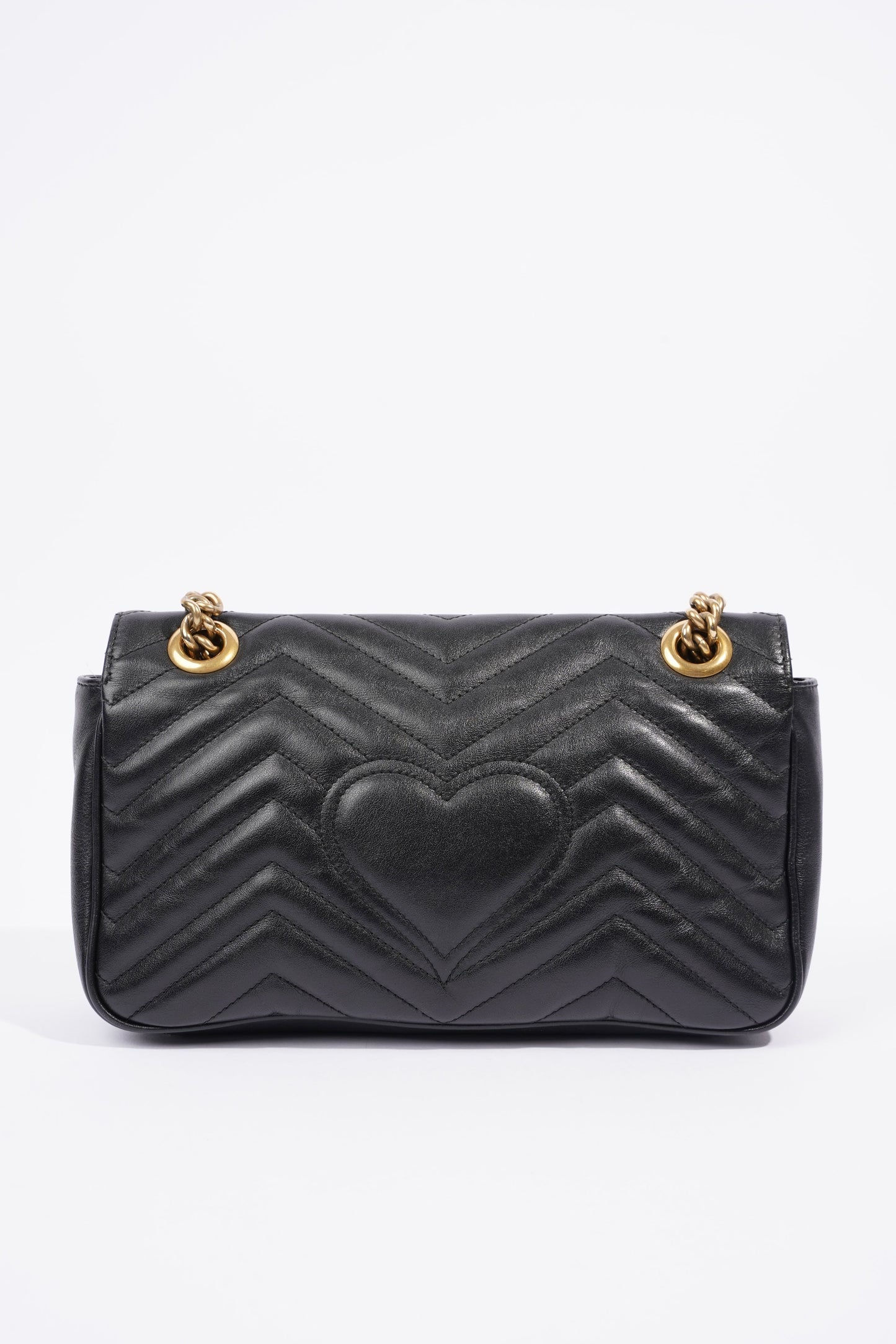Gucci Womens GG Marmont Flap Bag Black Leather Small