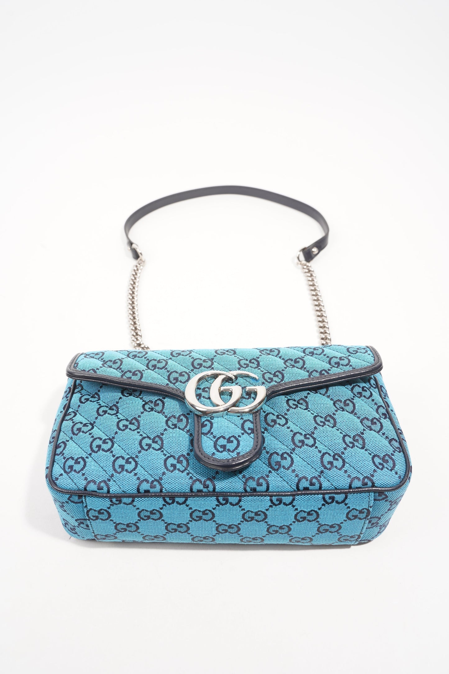 Gucci Womens GG Marmont Flap Bag Blue Small
