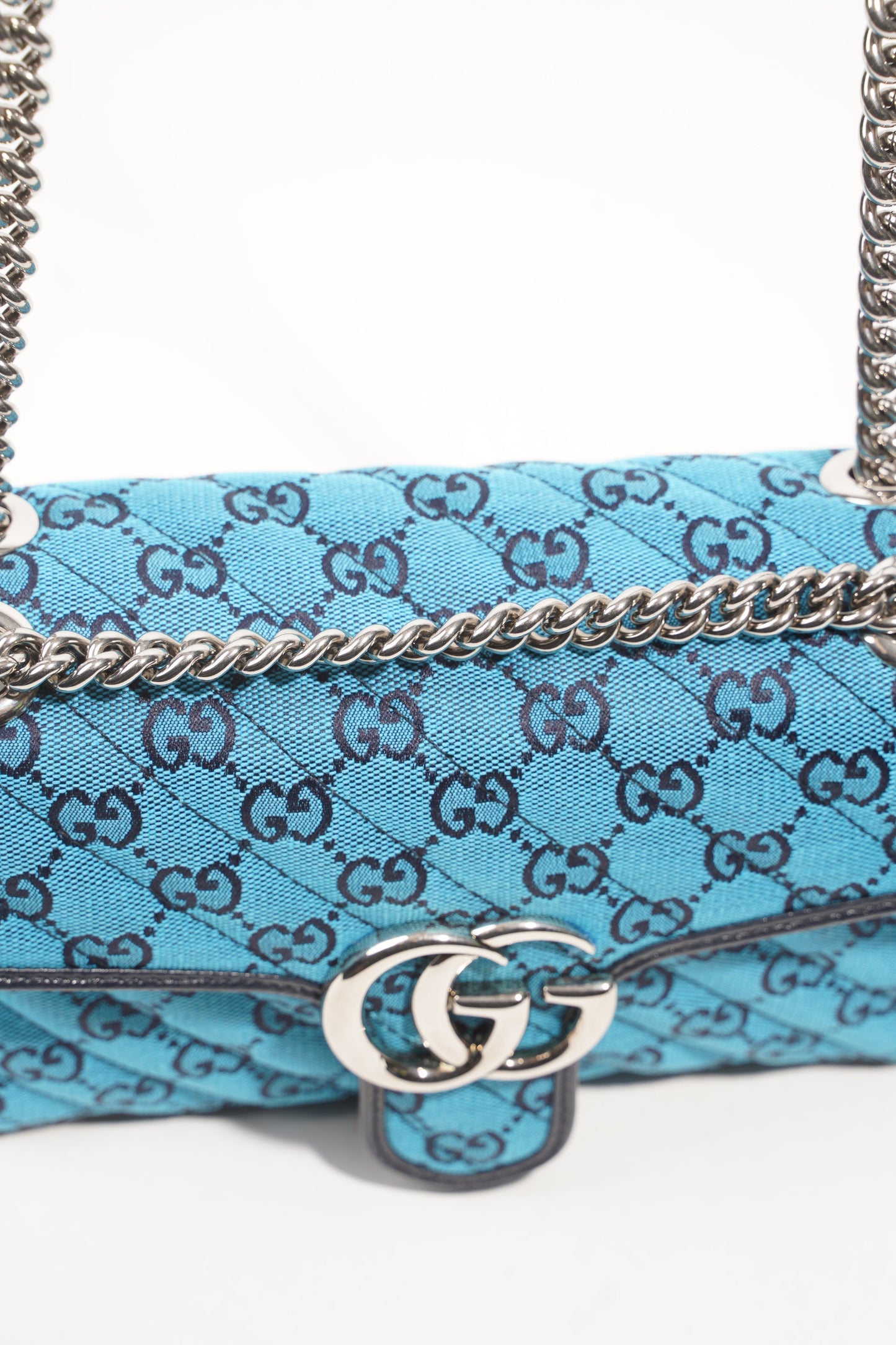 Gucci Womens GG Marmont Flap Bag Blue Small