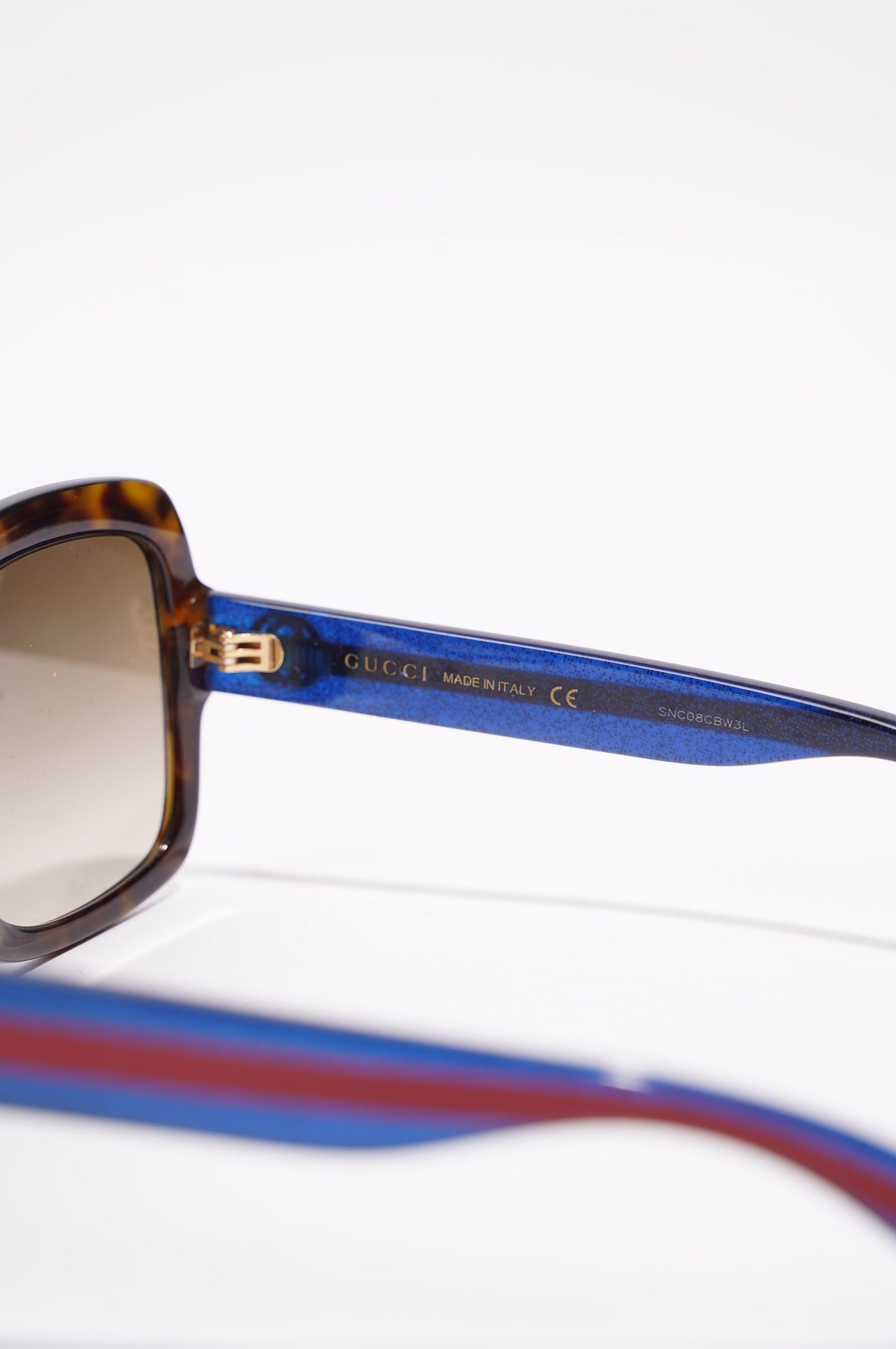 Gucci Womens GG0036S Sunglasses Tortoise Shell / Blue / Red 140