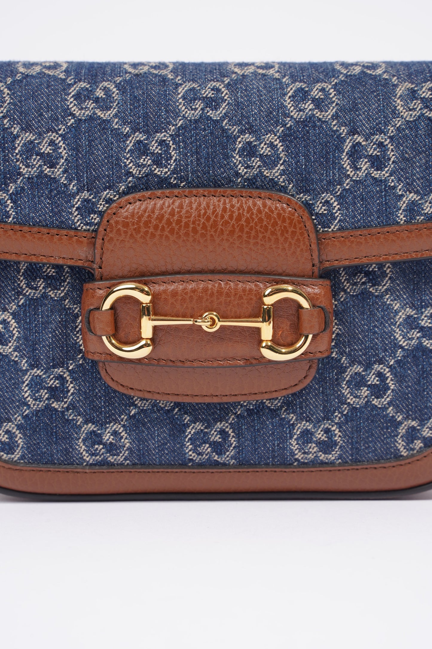 Gucci Web Horsebit 1955 Bag Brown / Denim Canvas / Leather