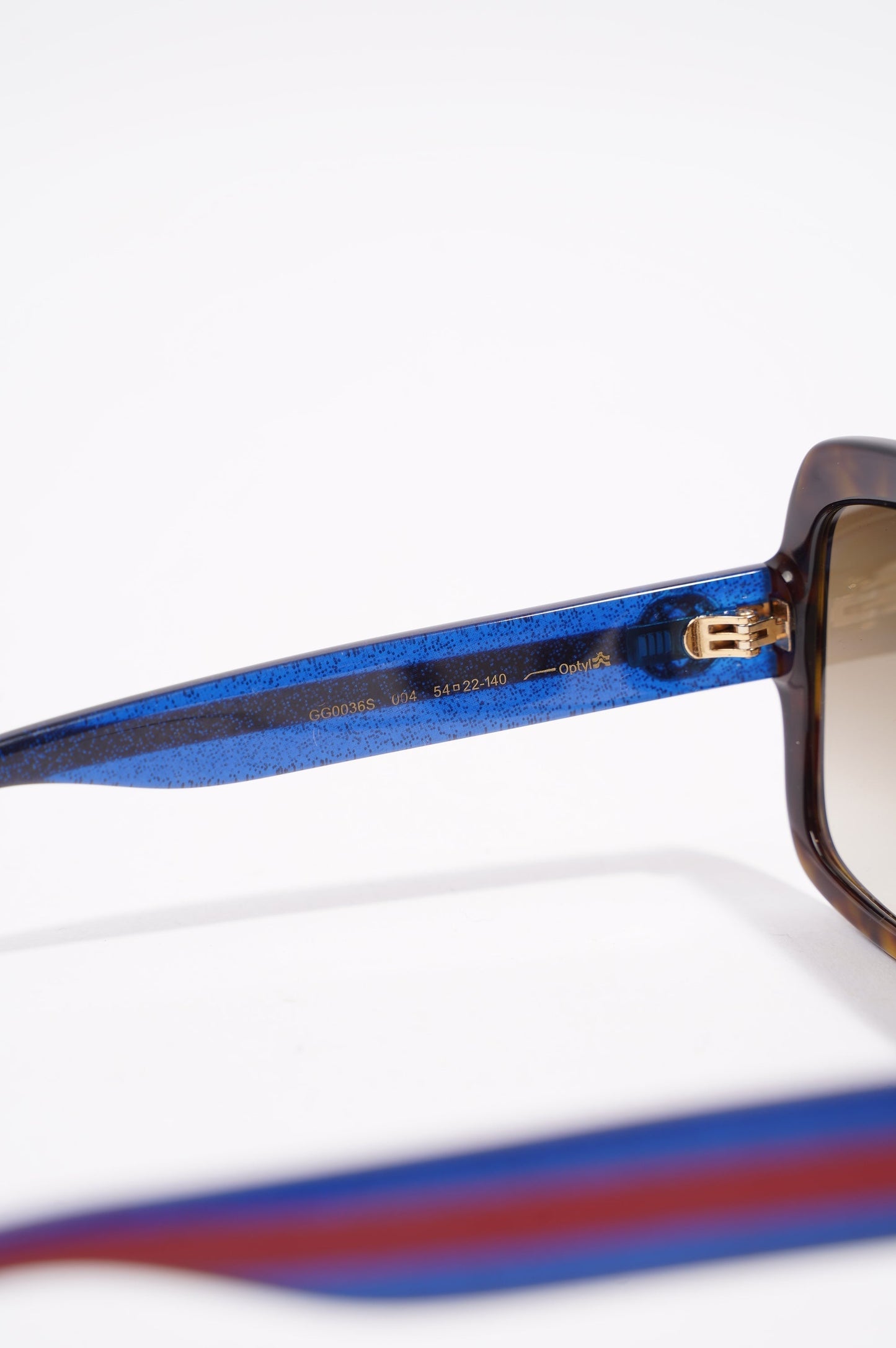 Gucci Womens GG0036S Sunglasses Tortoise Shell / Blue / Red 140