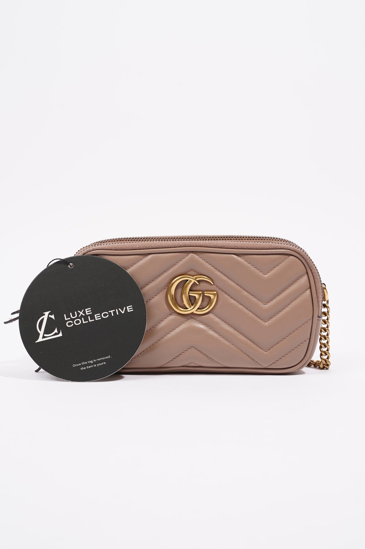 Gucci Womens Marmont Triple Zip Bag Nude
