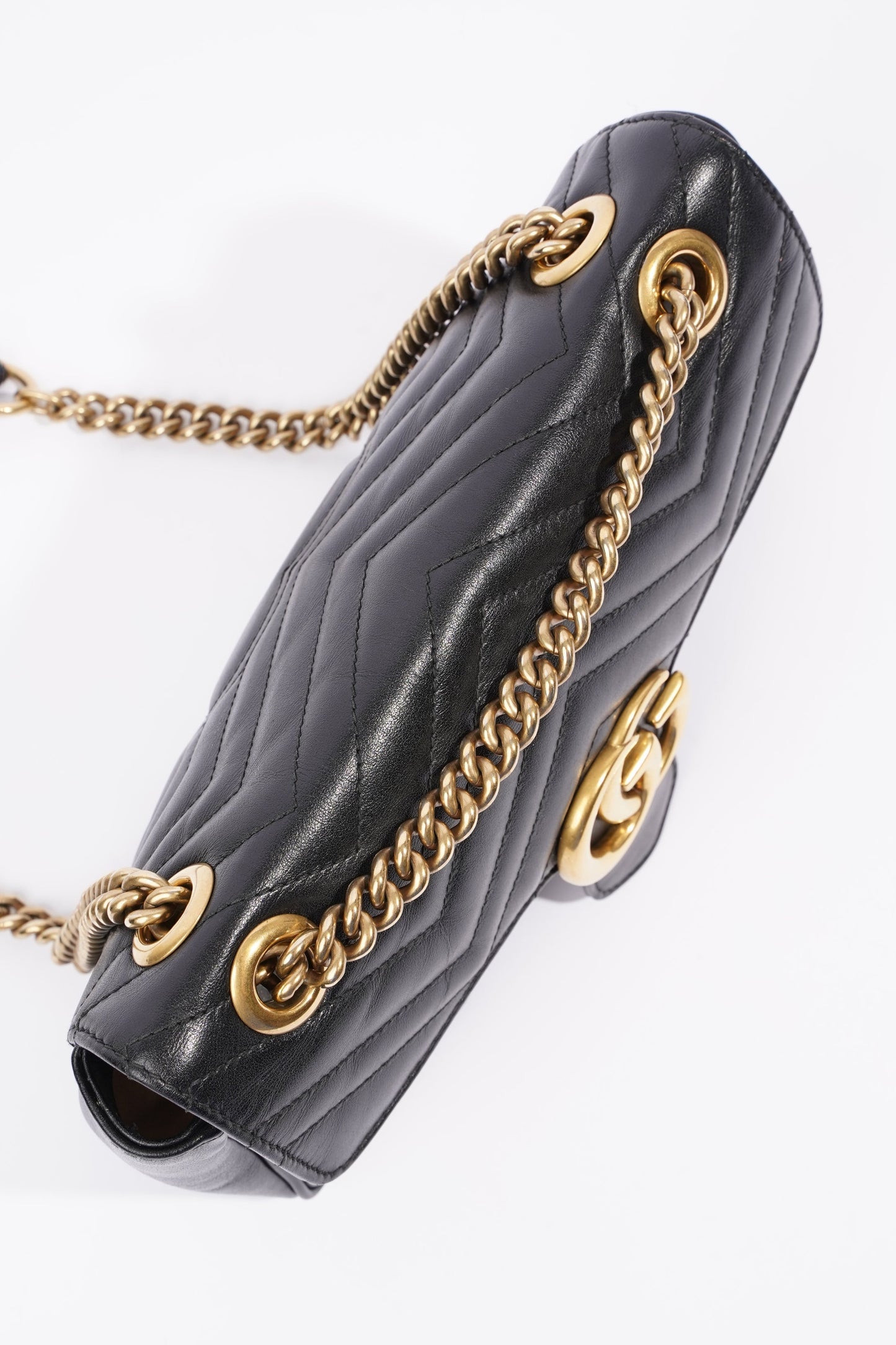 Gucci Womens GG Marmont Flap Bag Black Leather Small