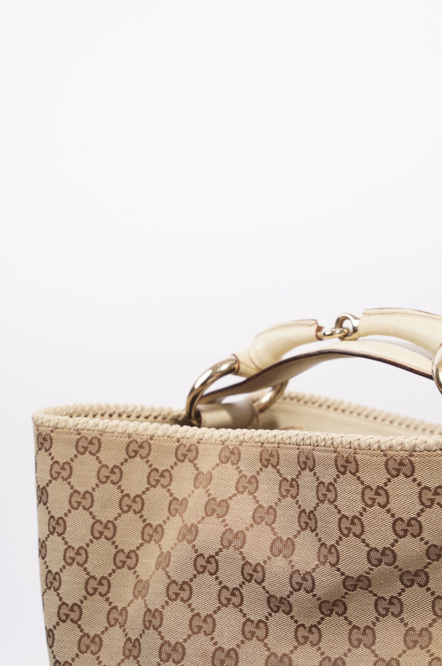 Gucci Womens GG Horsebit Hobo Beige Large