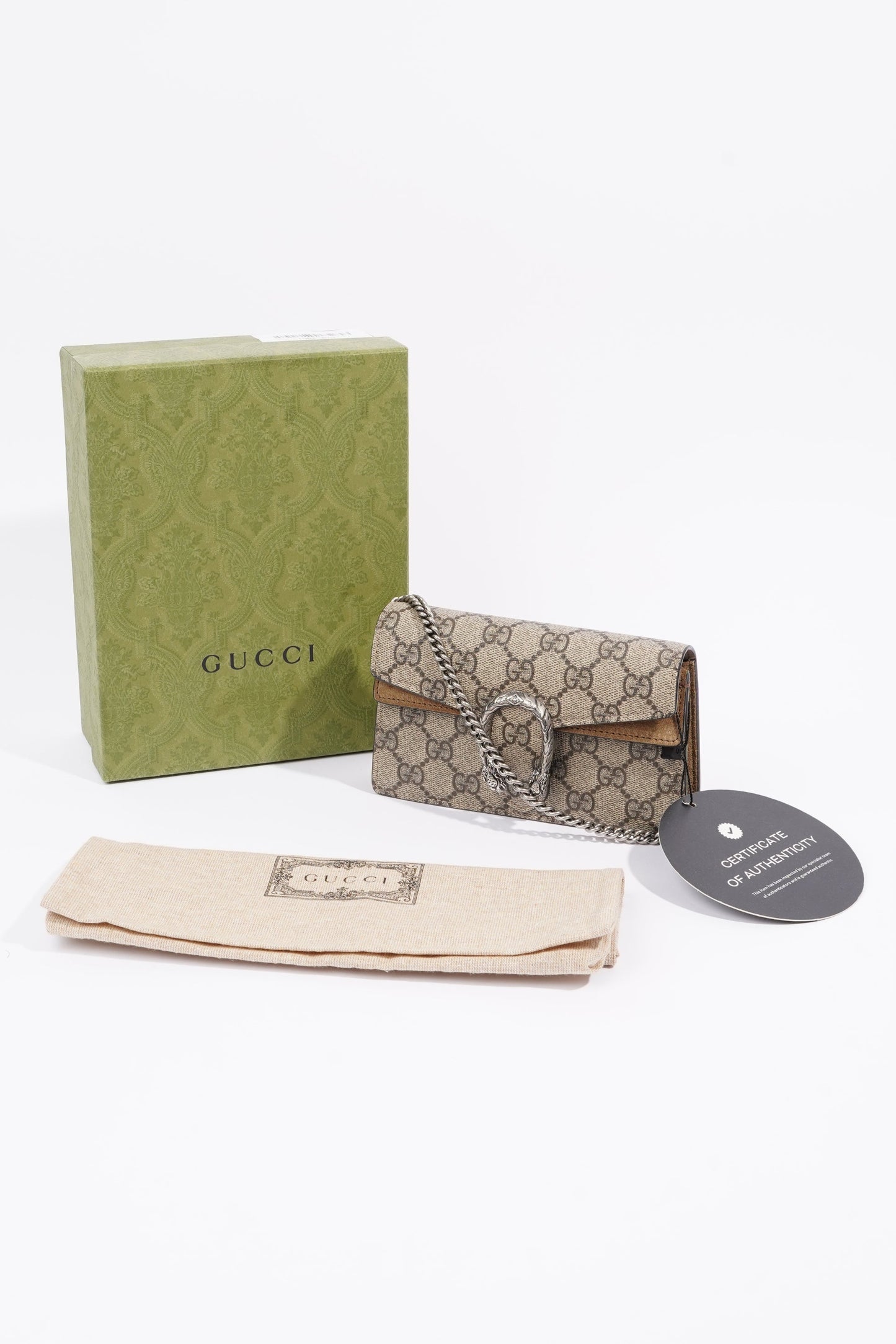 Gucci Womens Dionysus Bag Monogram Canvas Super Mini