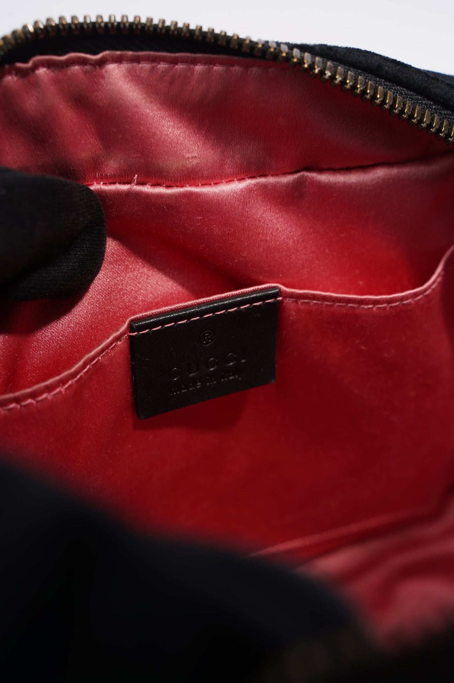 Gucci Womens Marmont Zip Black Velvet Small