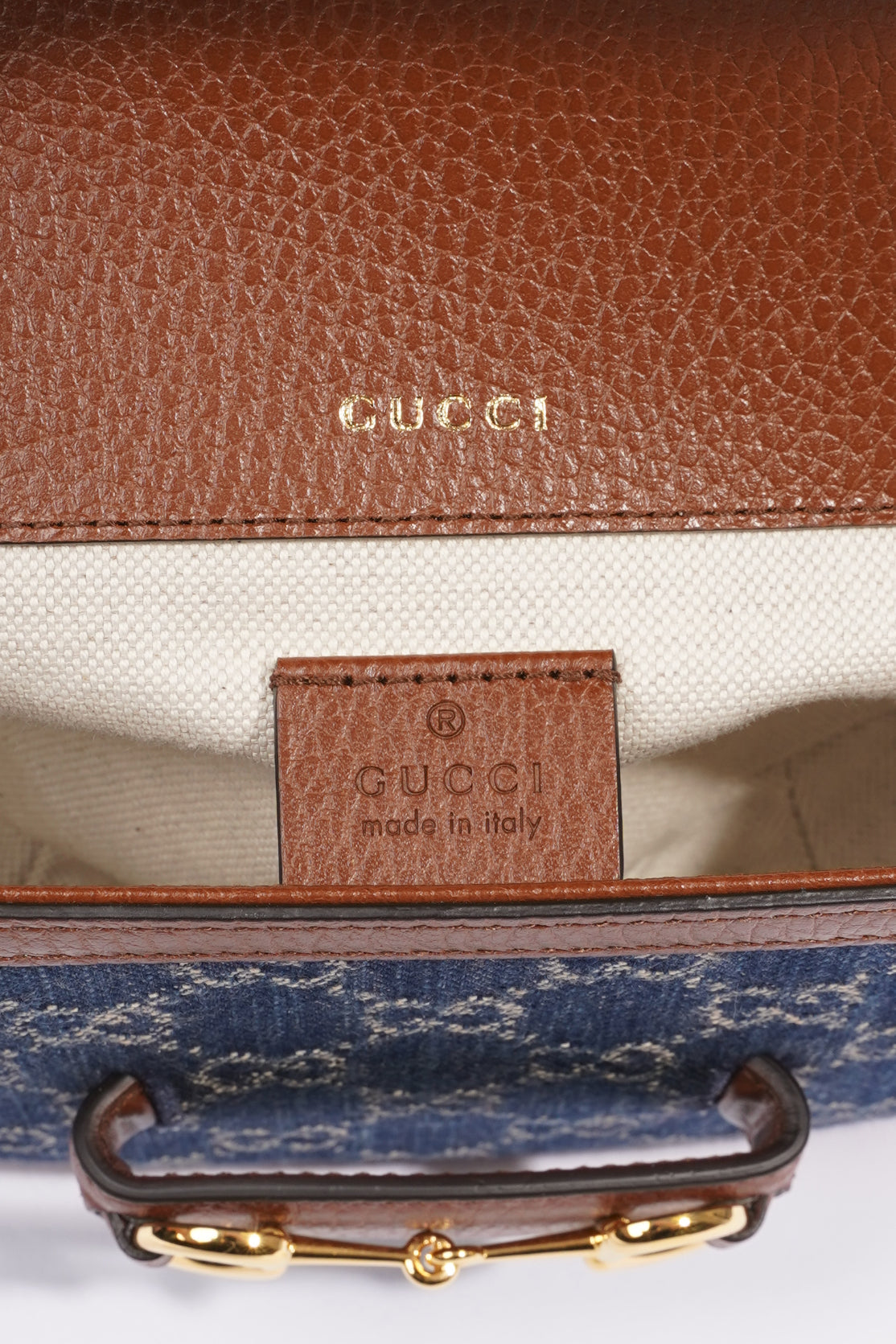 Gucci Web Horsebit 1955 Bag Brown / Denim Canvas / Leather
