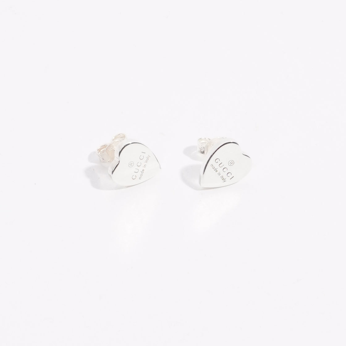 Gucci Womens Heart Shaped Earrings Silver